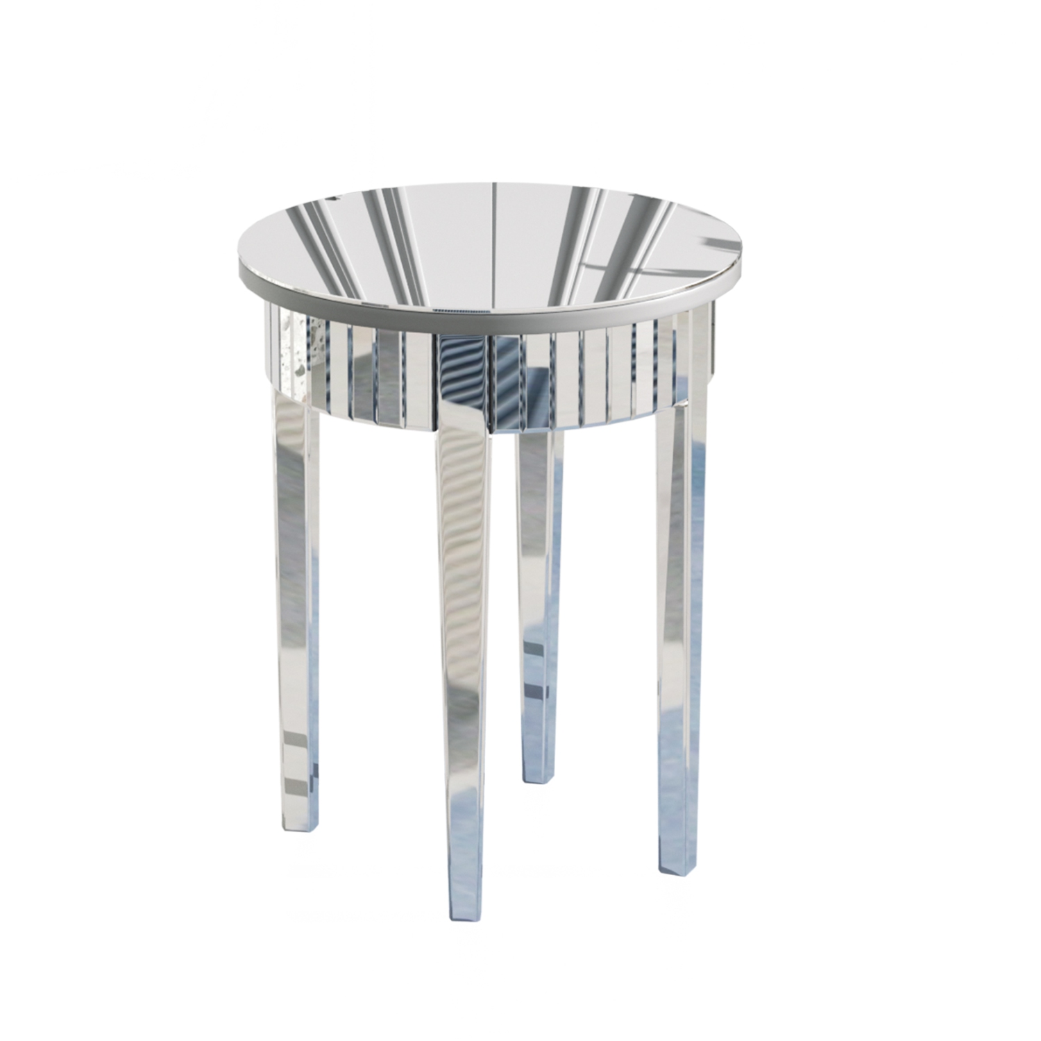 Modern Round Mirrored Side Table Silver Glass Mirror End Table Living Room Sofa Side Accent Table For Entryway Living Room Bedroom Sofa Couch Side