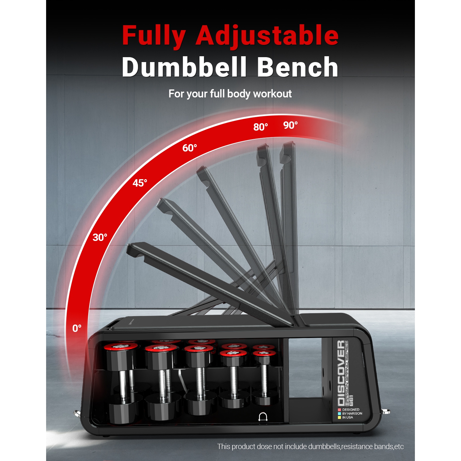 HARISON Commercial Grade Adjustable Weight Bench with Resistance Bands, Workout Bench Press for Home Workout, 1200 LBS Capacity