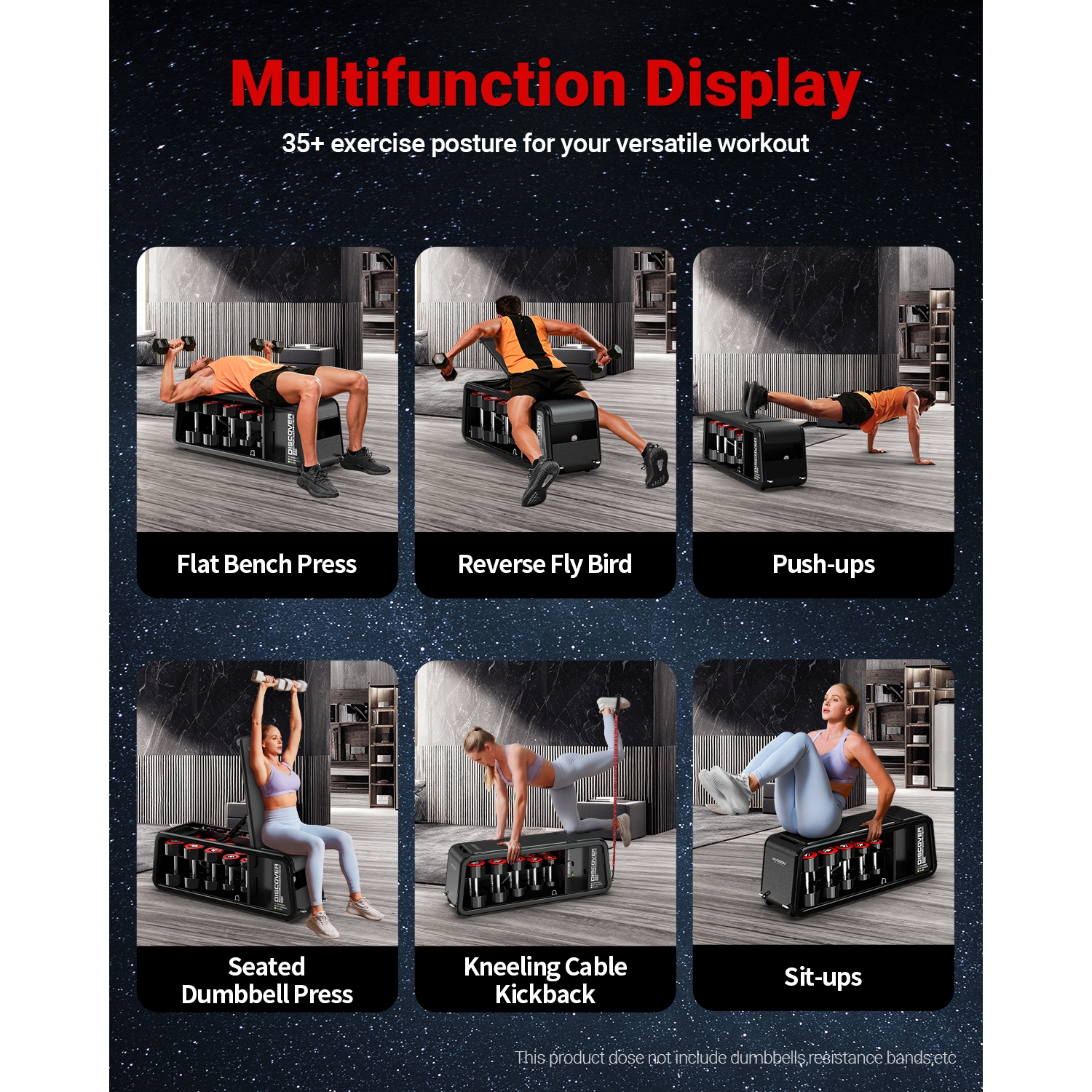 HARISON Commercial Grade Adjustable Weight Bench with Resistance Bands, Workout Bench Press for Home Workout, 1200 LBS Capacity