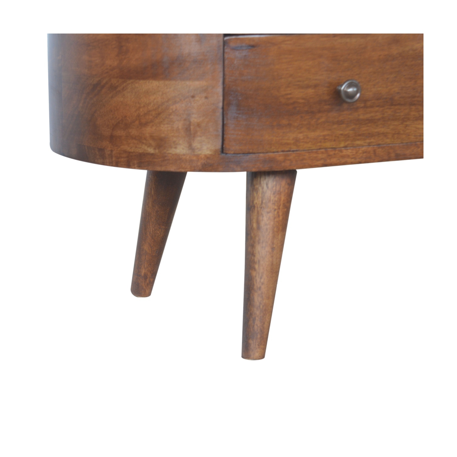 Meuble de divertissement en bois massif arrondi d'Artisan Furniture au fini marron