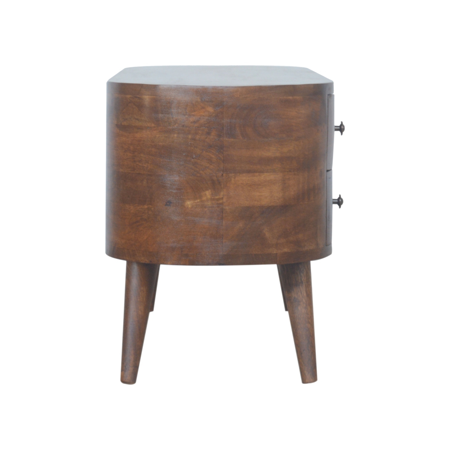 Meuble de divertissement en bois massif arrondi d'Artisan Furniture au fini marron