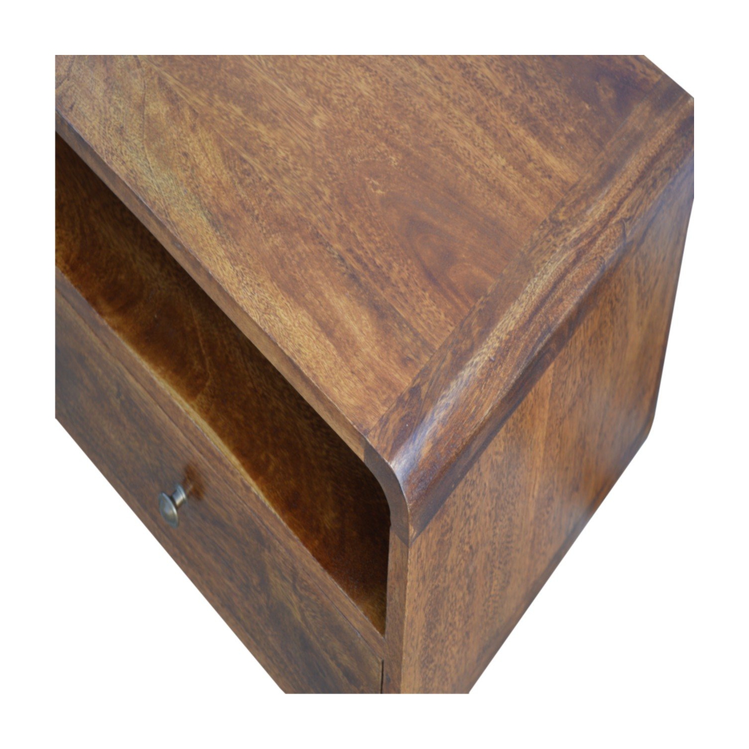 Meuble multimédia courbé en bois massif d'Artisan Furniture au fini marron