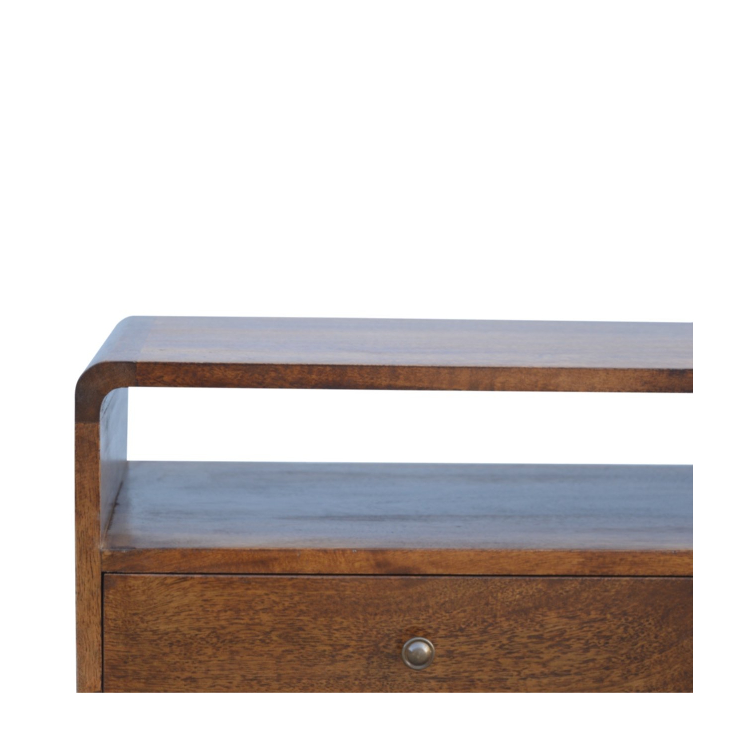 Meuble multimédia courbé en bois massif d'Artisan Furniture au fini marron