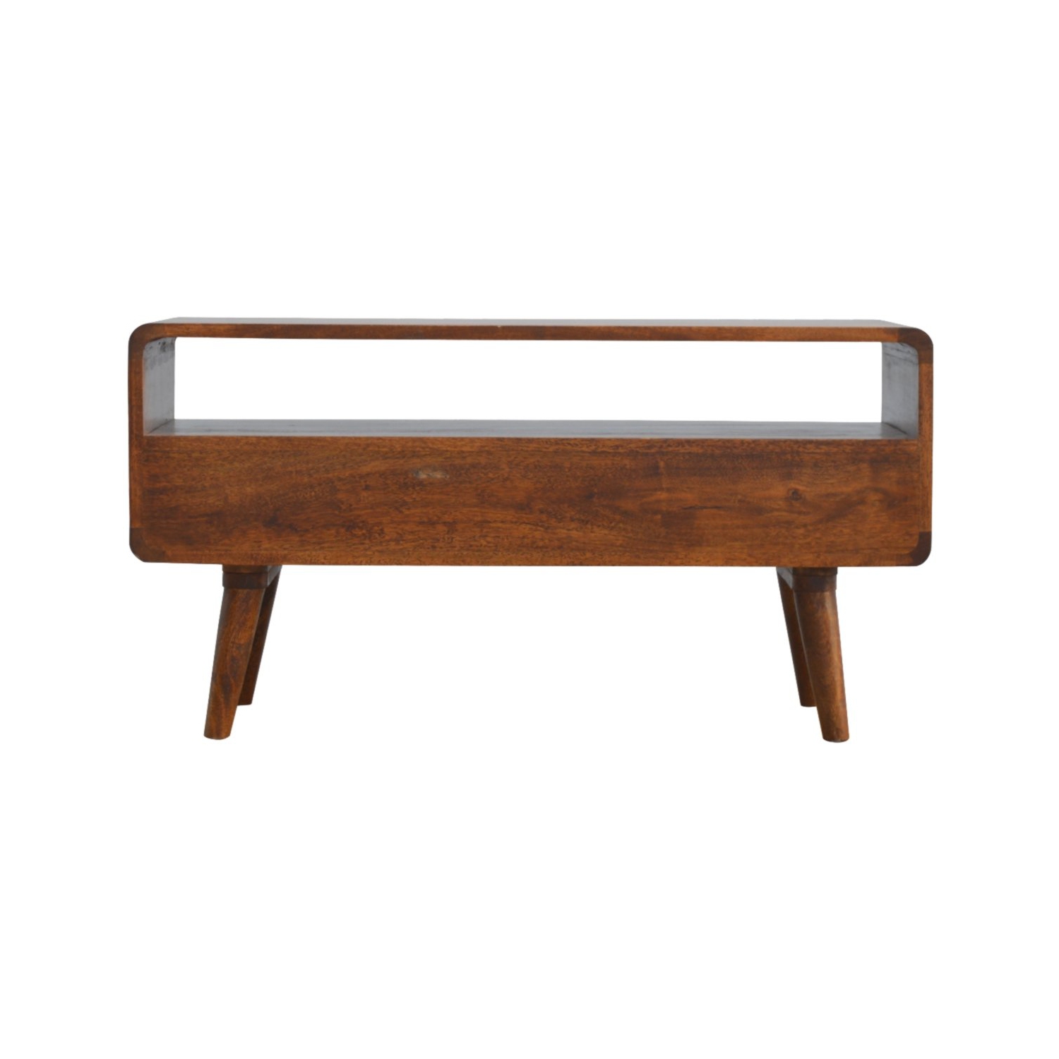 Meuble multimédia courbé en bois massif d'Artisan Furniture au fini marron