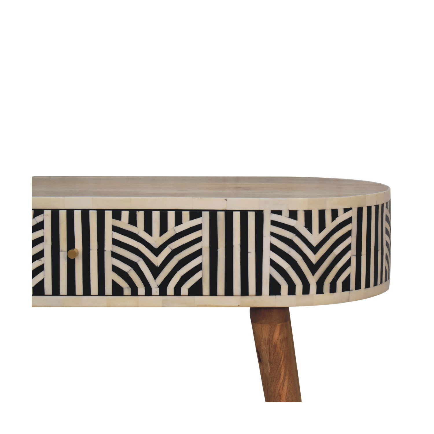 Artisan Furniture Solid Wood Edessa Bone Inlay Console Table In Oak-ish finish