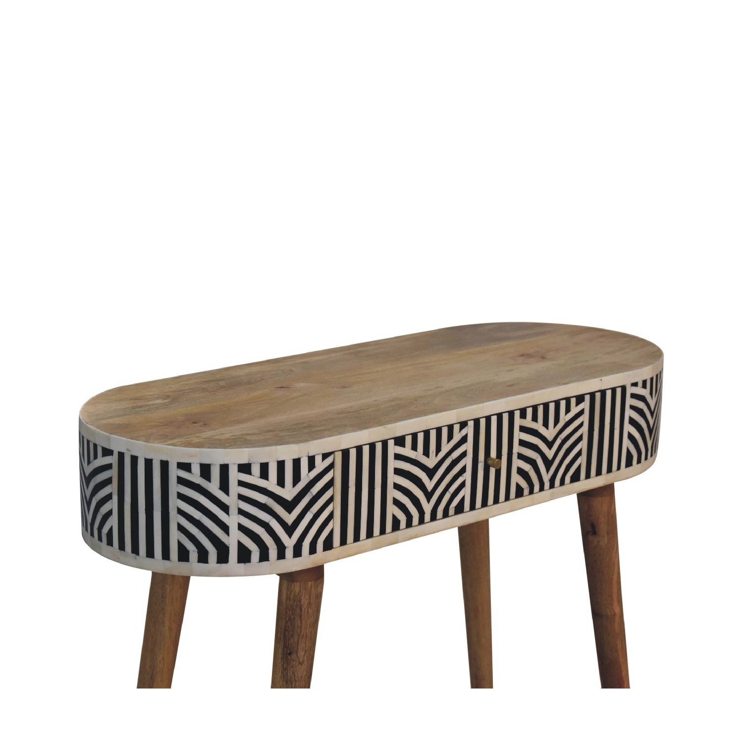 Artisan Furniture Solid Wood Edessa Bone Inlay Console Table In Oak-ish finish