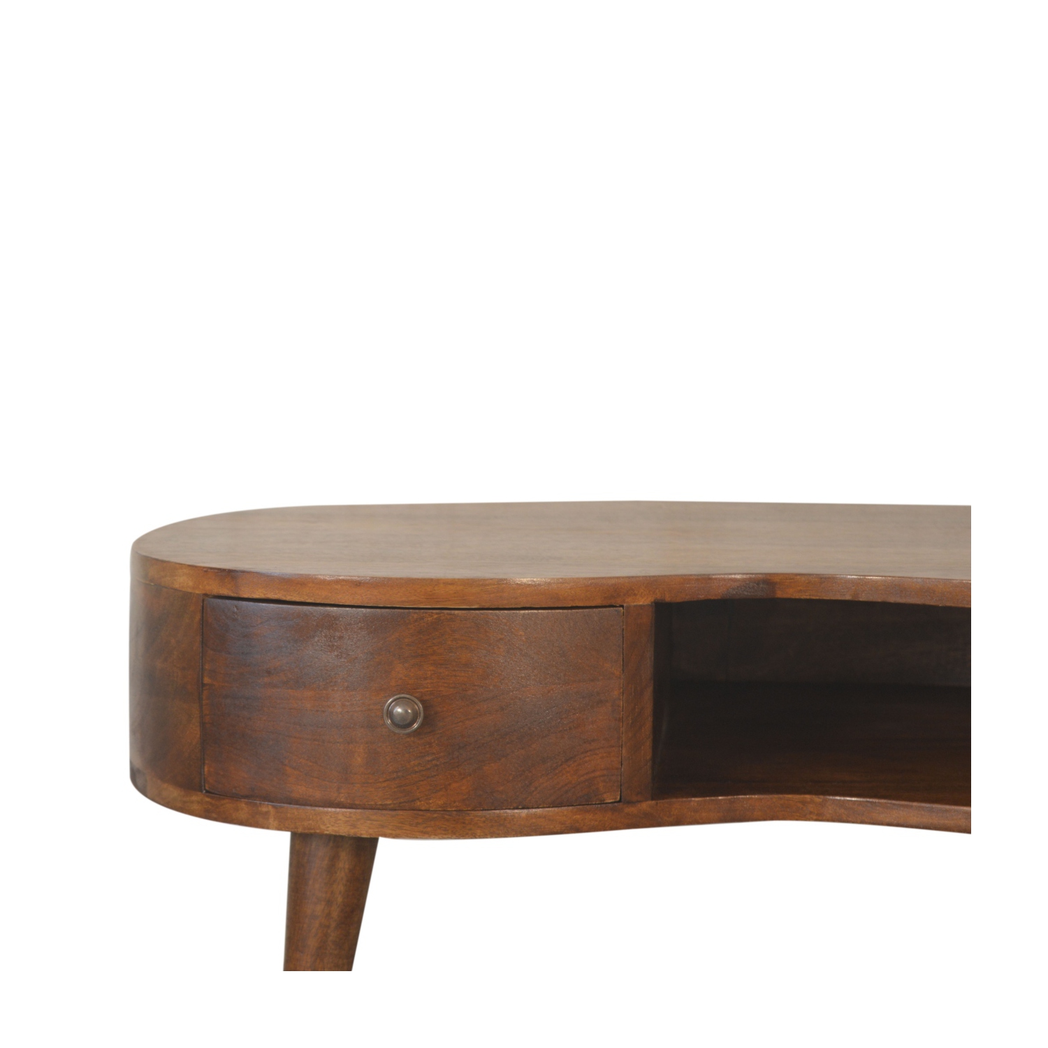 Table basse en bois massif ondulé Artisan Furniture, fini marron