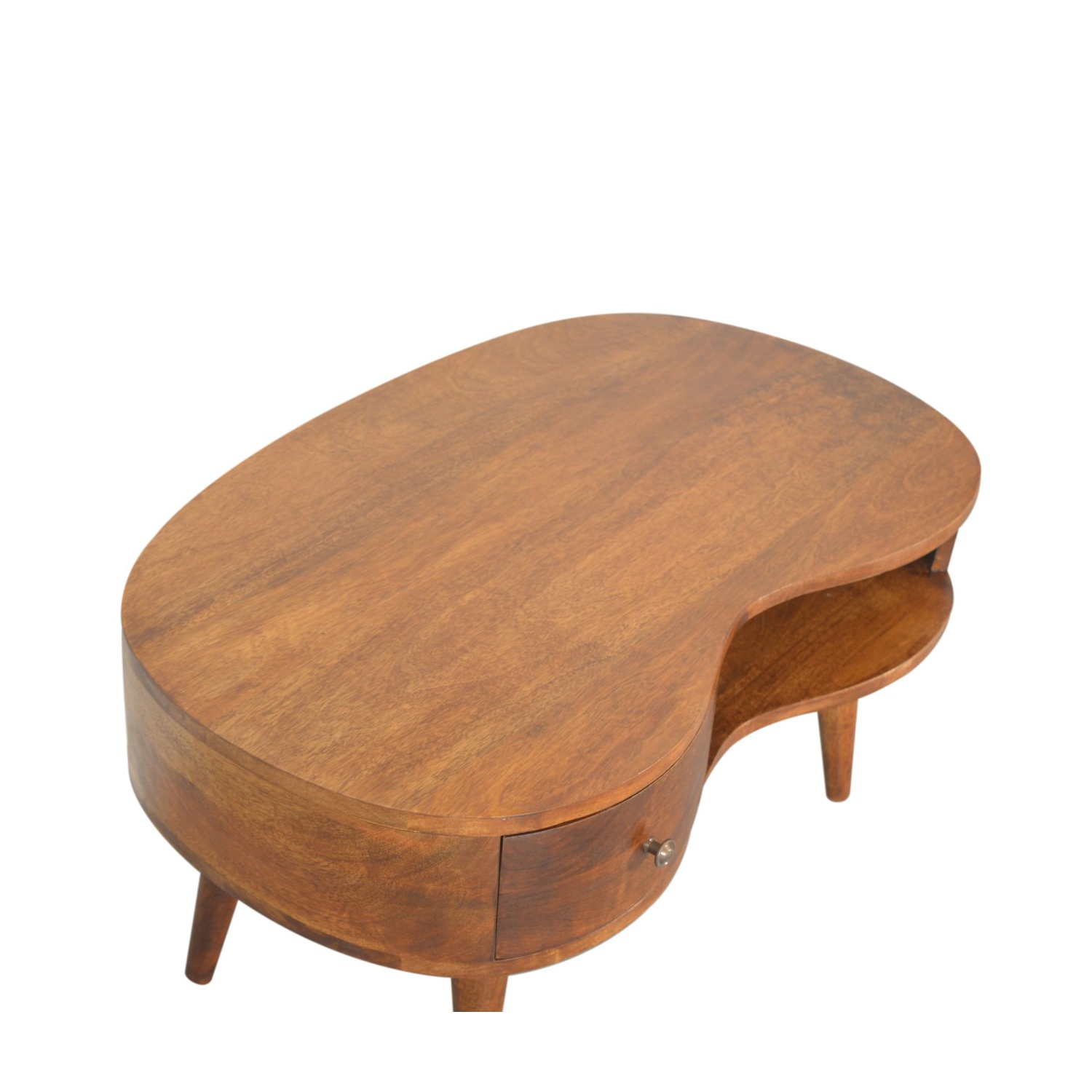 Table basse en bois massif ondulé Artisan Furniture, fini marron
