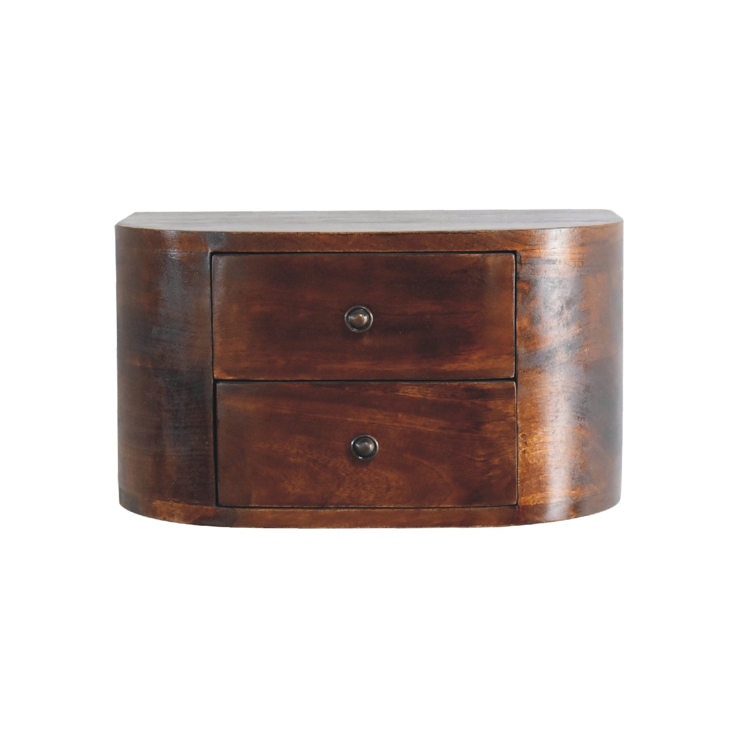 Artisan Furniture Solid Wood Lunar 2 Drawer Floating Nightstand In chestnut finish