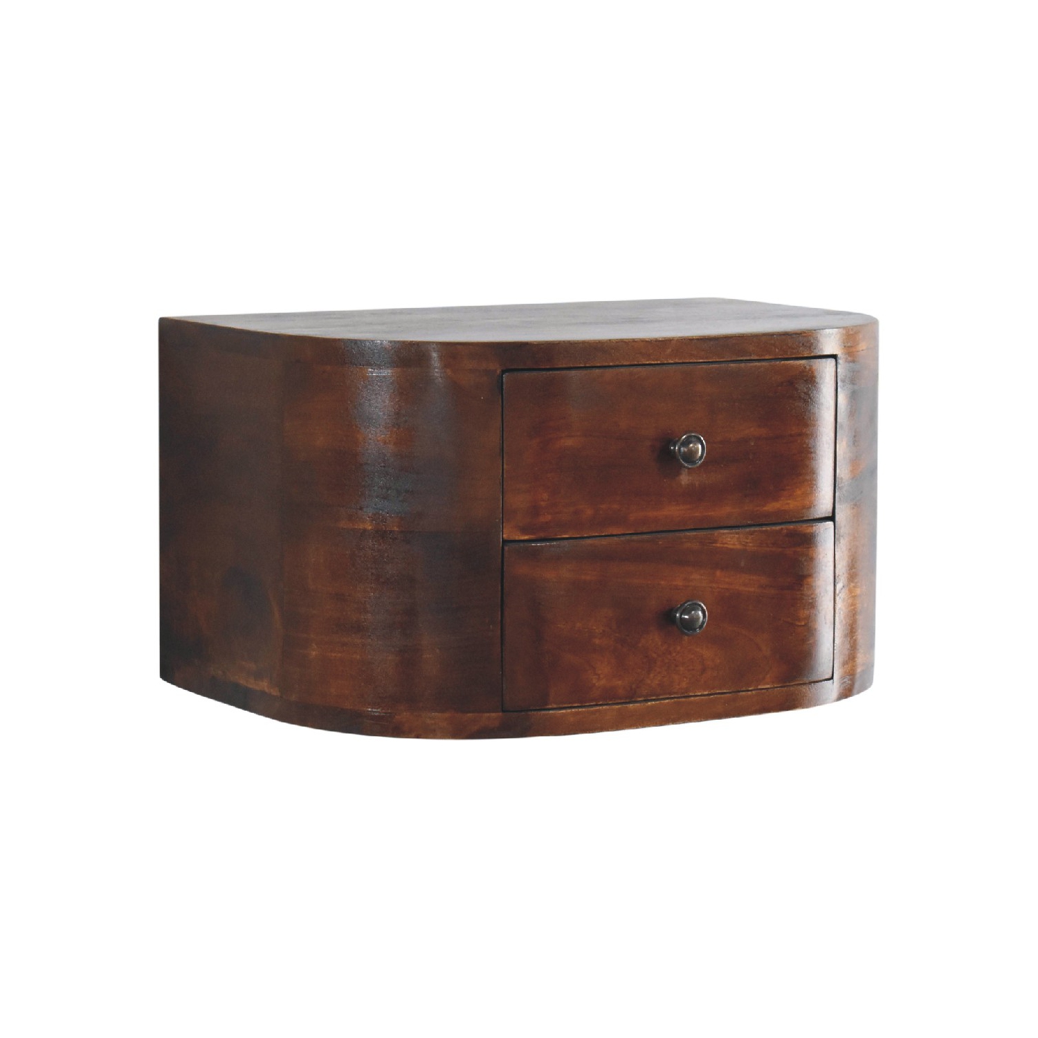 Artisan Furniture Solid Wood Lunar 2 Drawer Floating Nightstand In chestnut finish