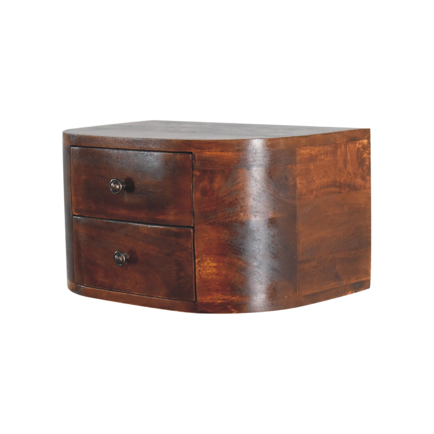 Artisan Furniture Solid Wood Lunar 2 Drawer Floating Nightstand In chestnut finish