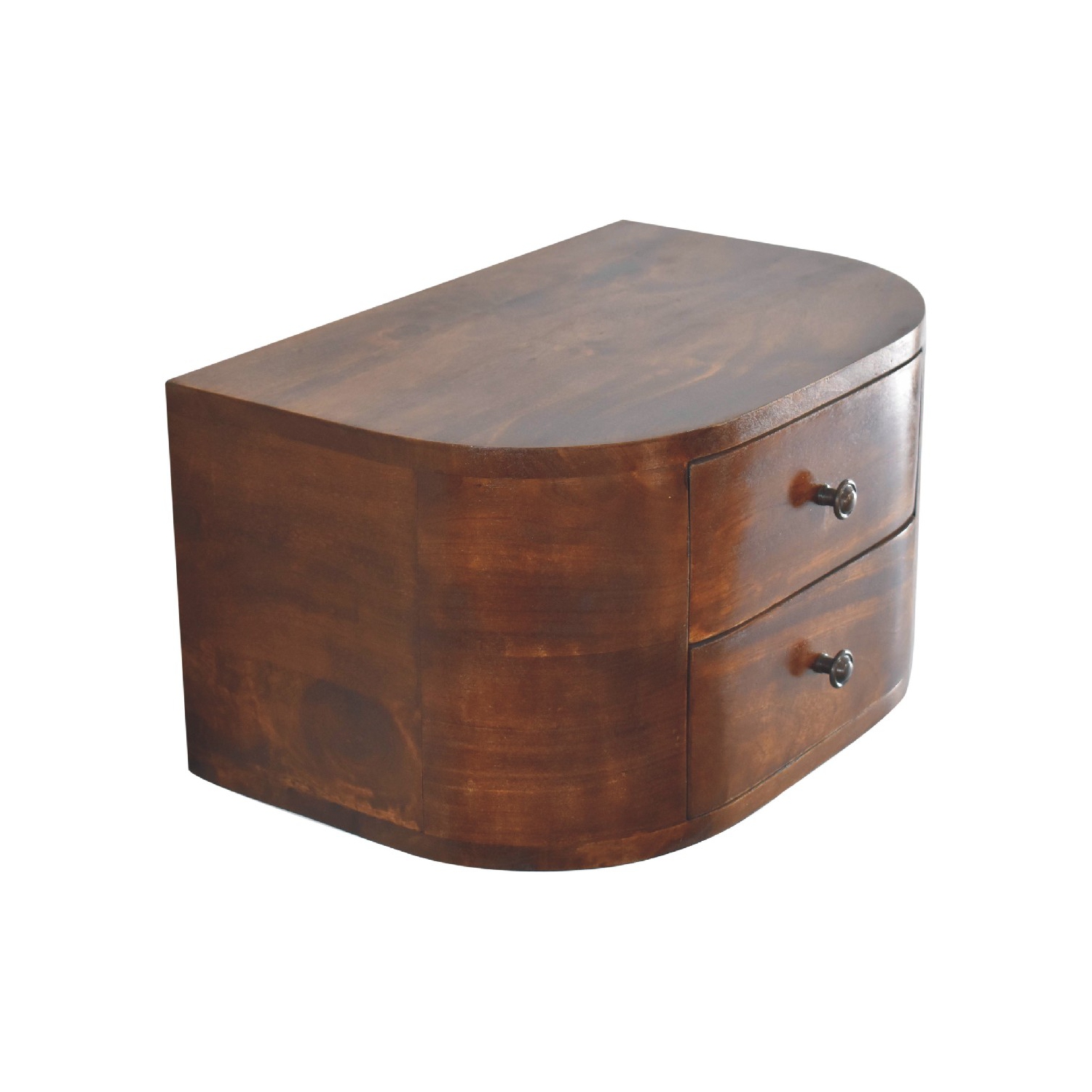 Artisan Furniture Solid Wood Lunar 2 Drawer Floating Nightstand In chestnut finish