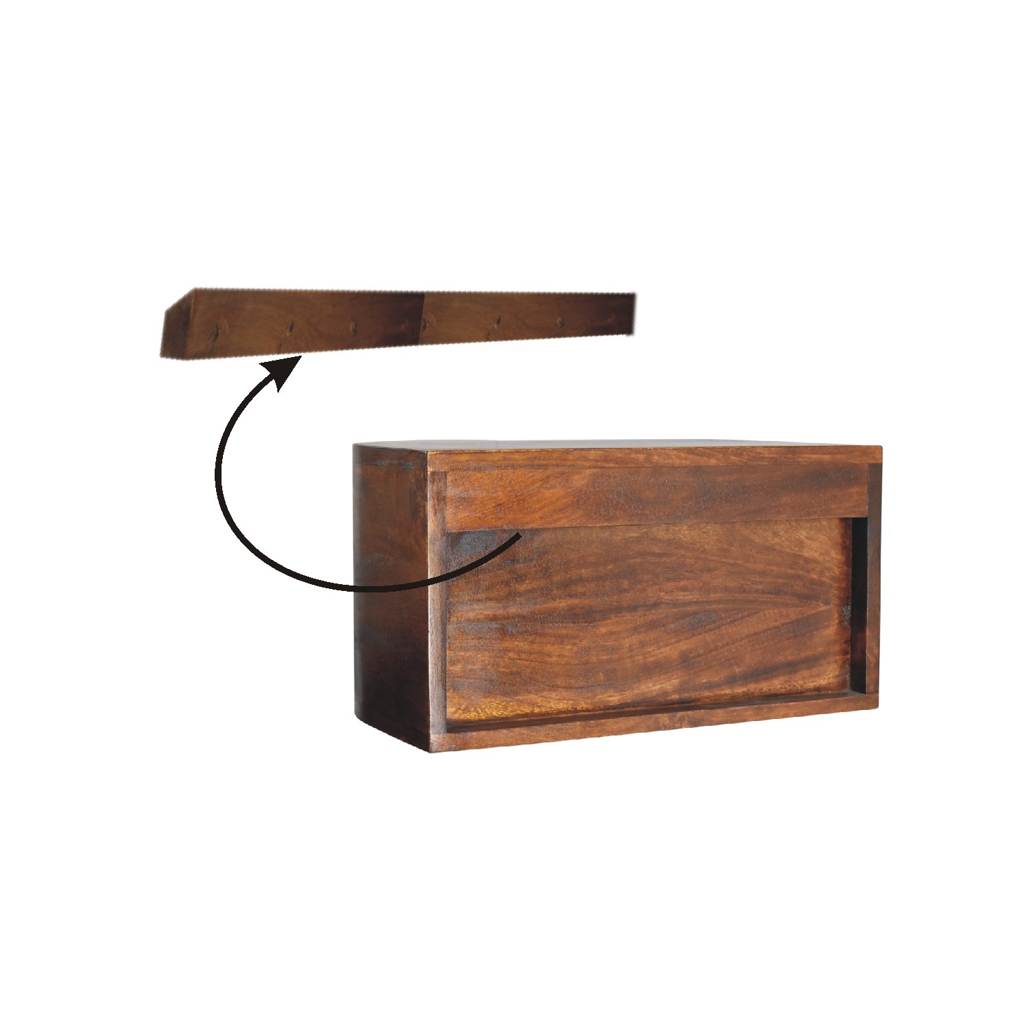 Artisan Furniture Solid Wood Lunar 2 Drawer Floating Nightstand In chestnut finish