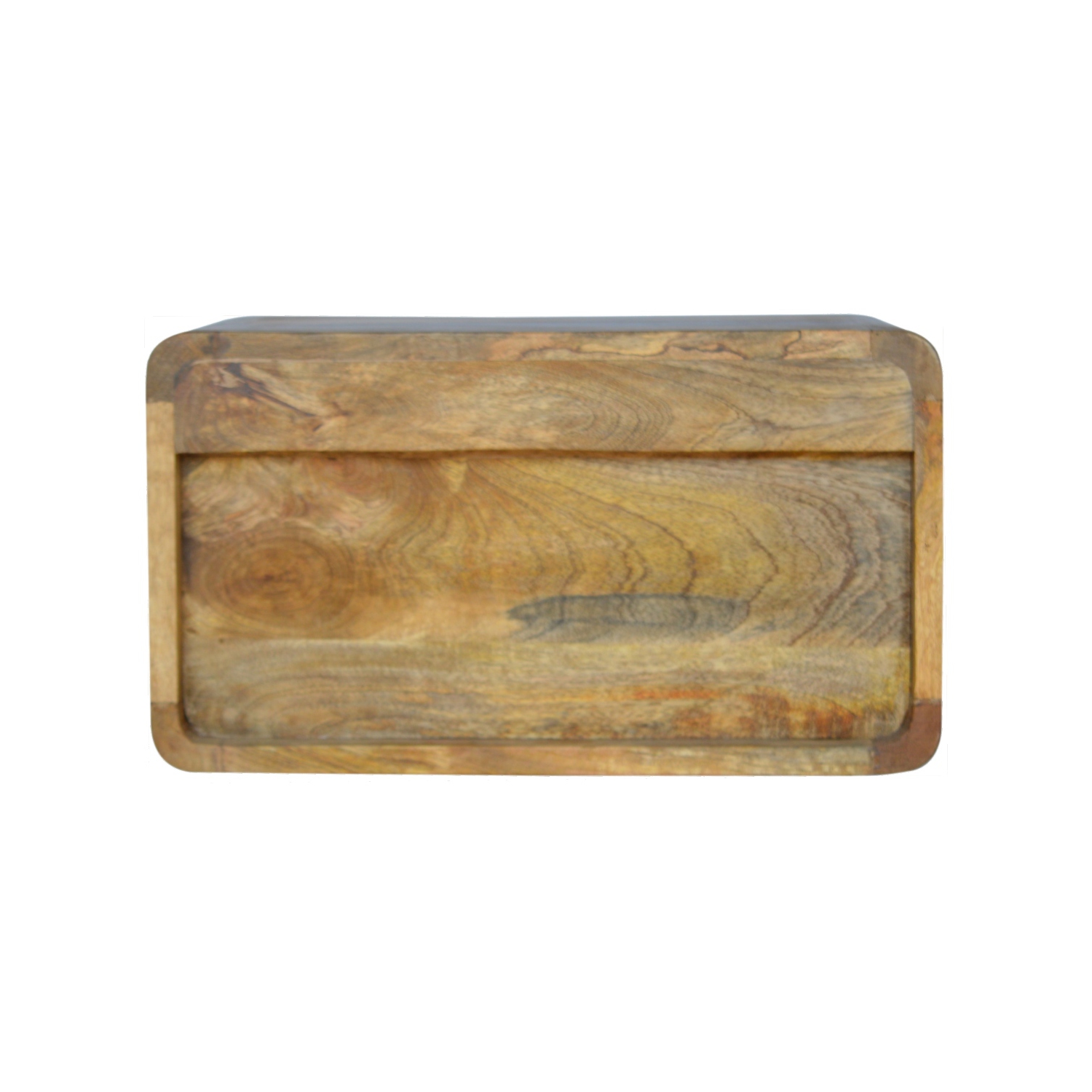 Artisan Furniture Solid Wood Floating Curve Open Slot Nightstand in oak-ish Finish