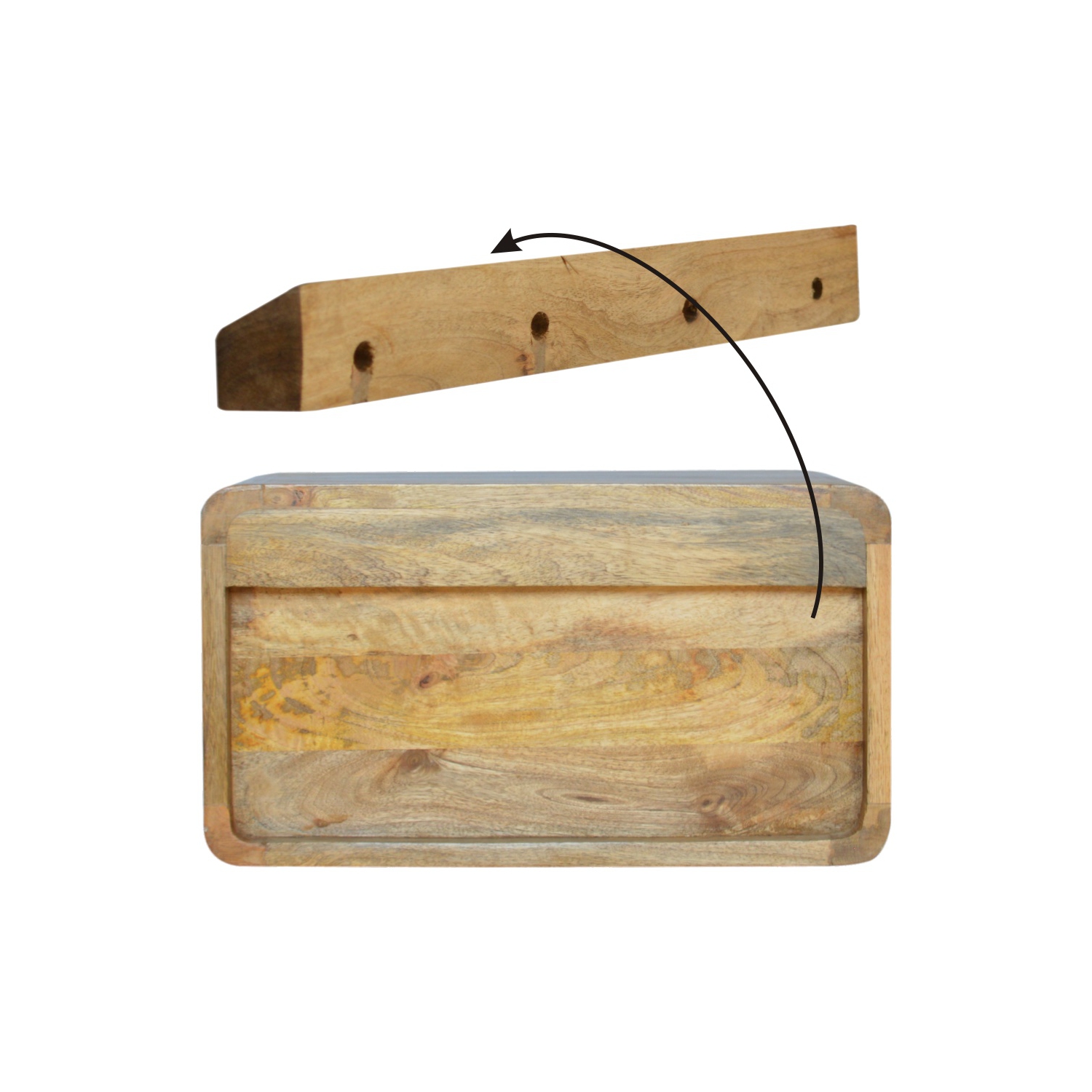 Artisan Furniture Solid Wood Floating Curve Open Slot Nightstand in oak-ish Finish