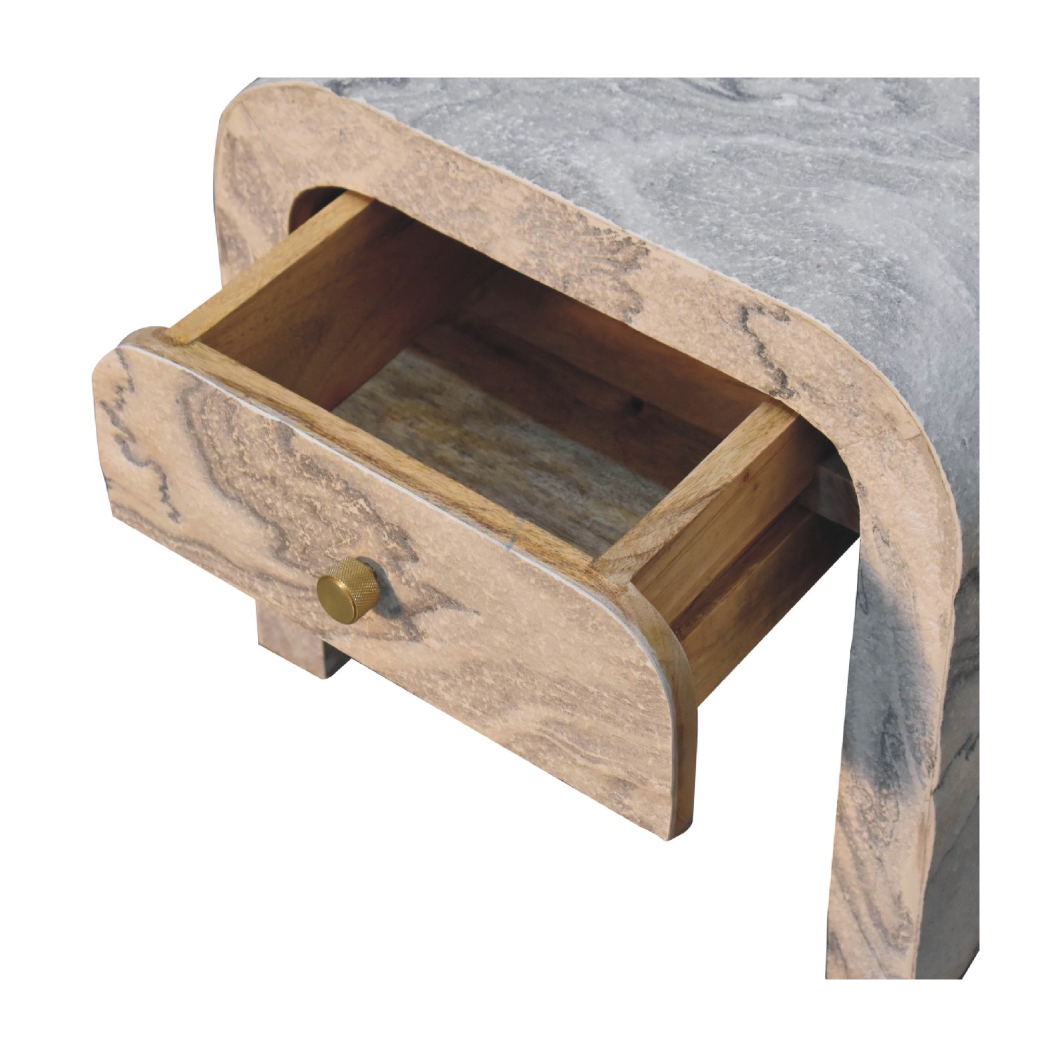 Artisan Furniture Solid Wood Nouveau Nightstand In oak-ish finish