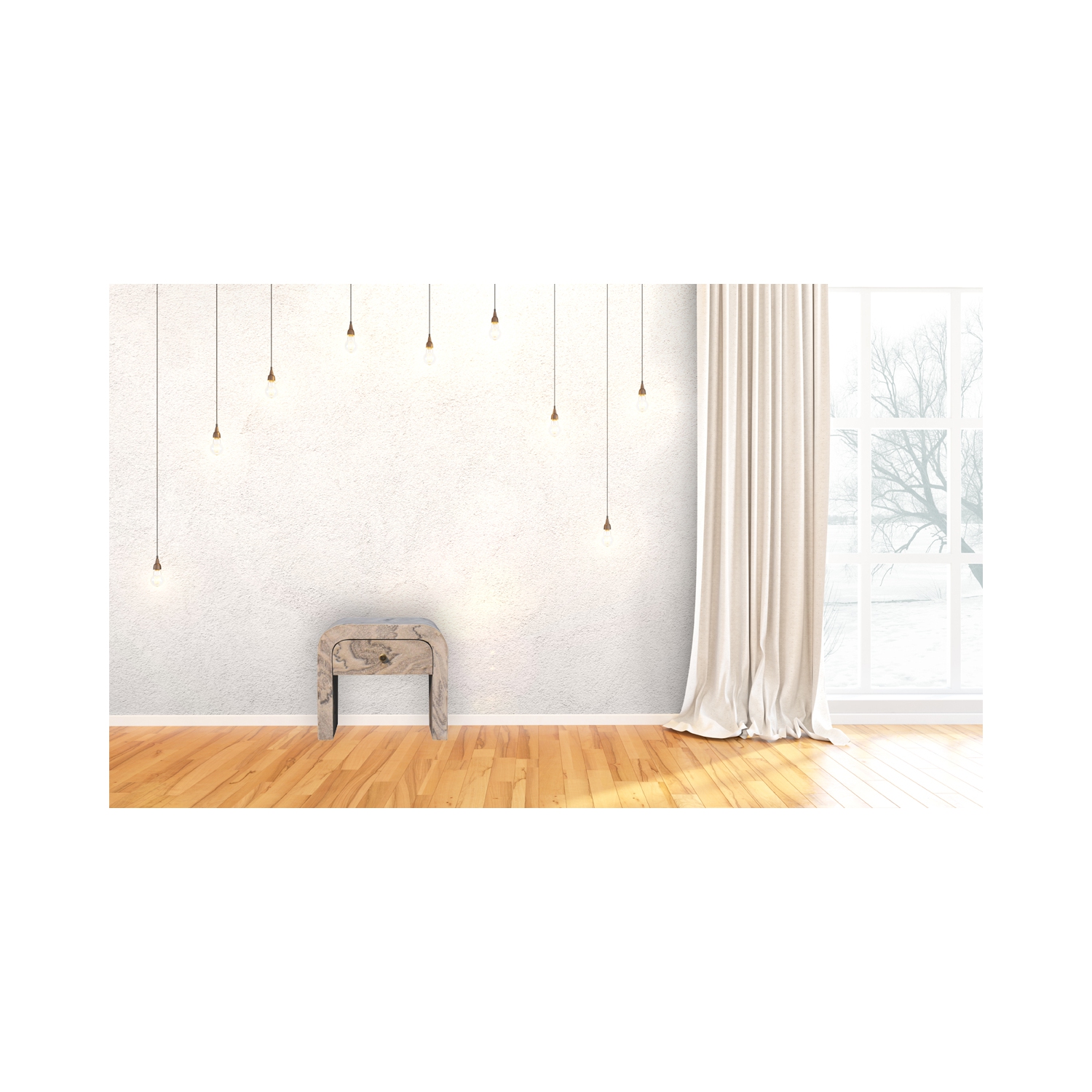 Artisan Furniture Solid Wood Nouveau Nightstand In oak-ish finish