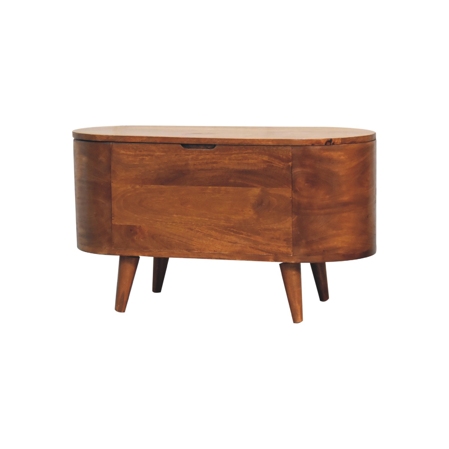 Artisan Furniture Solid Wood Rounded Lid up Blanket Box In Chestnut Finish