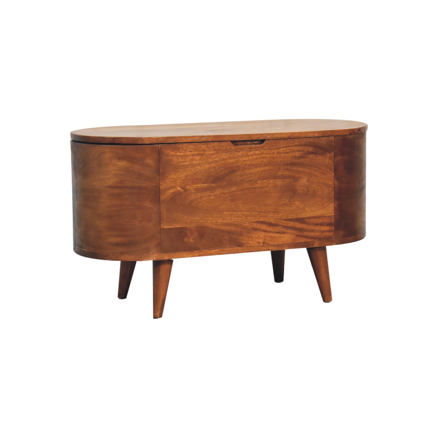 Artisan Furniture Solid Wood Rounded Lid up Blanket Box In Chestnut Finish