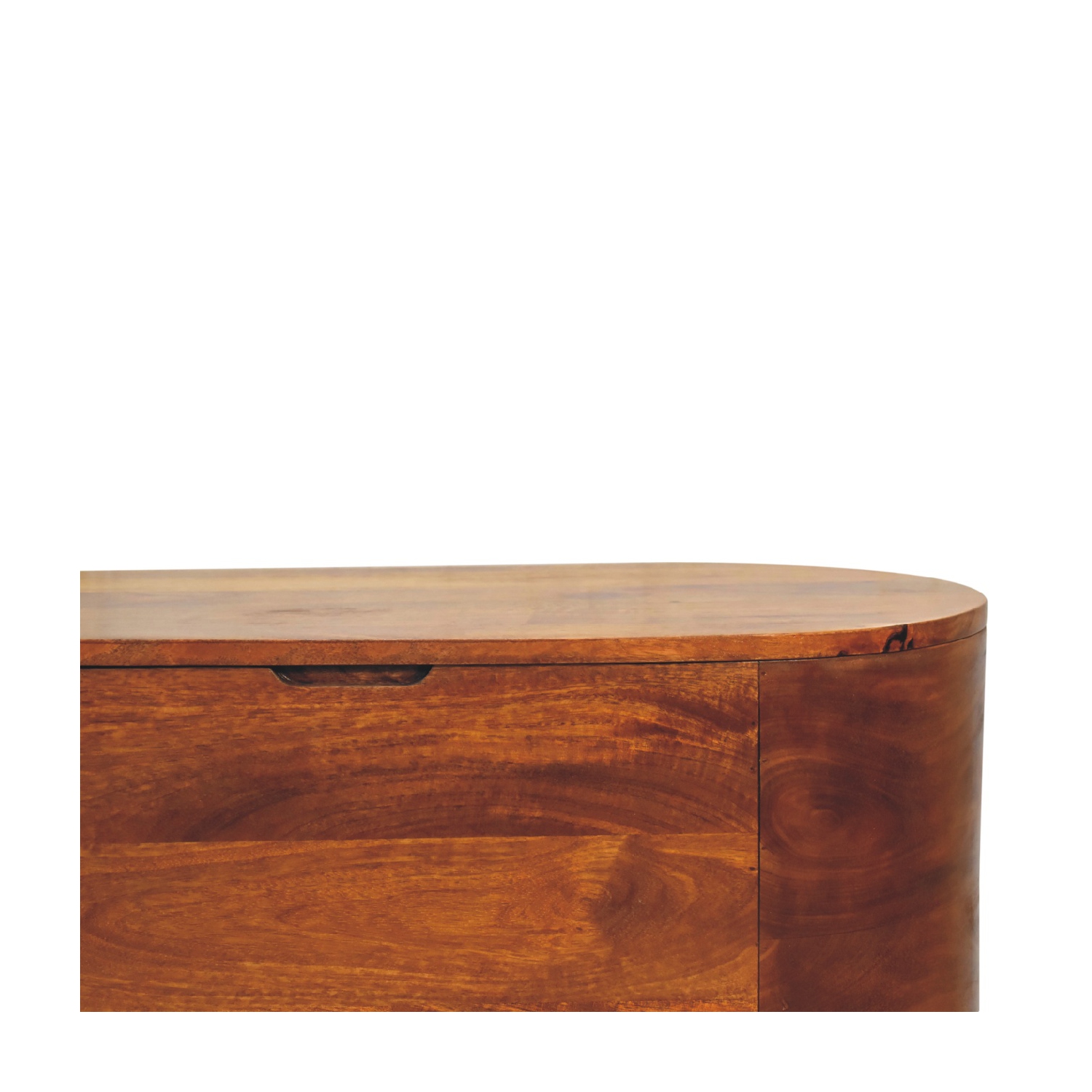 Artisan Furniture Solid Wood Rounded Lid up Blanket Box In Chestnut Finish