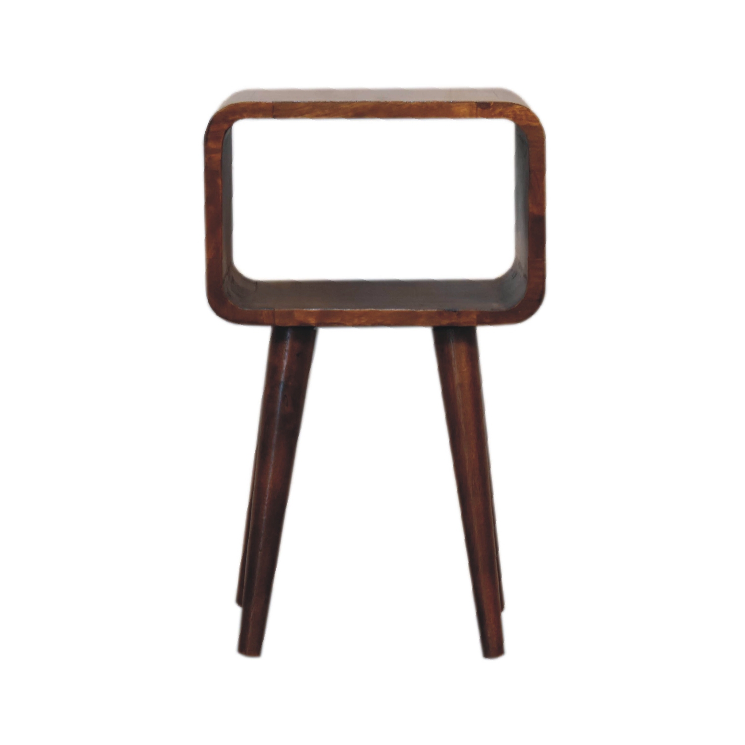 Artisan Furniture Solid Wood Mini Curved Open Nightstand In Chestnut Finish