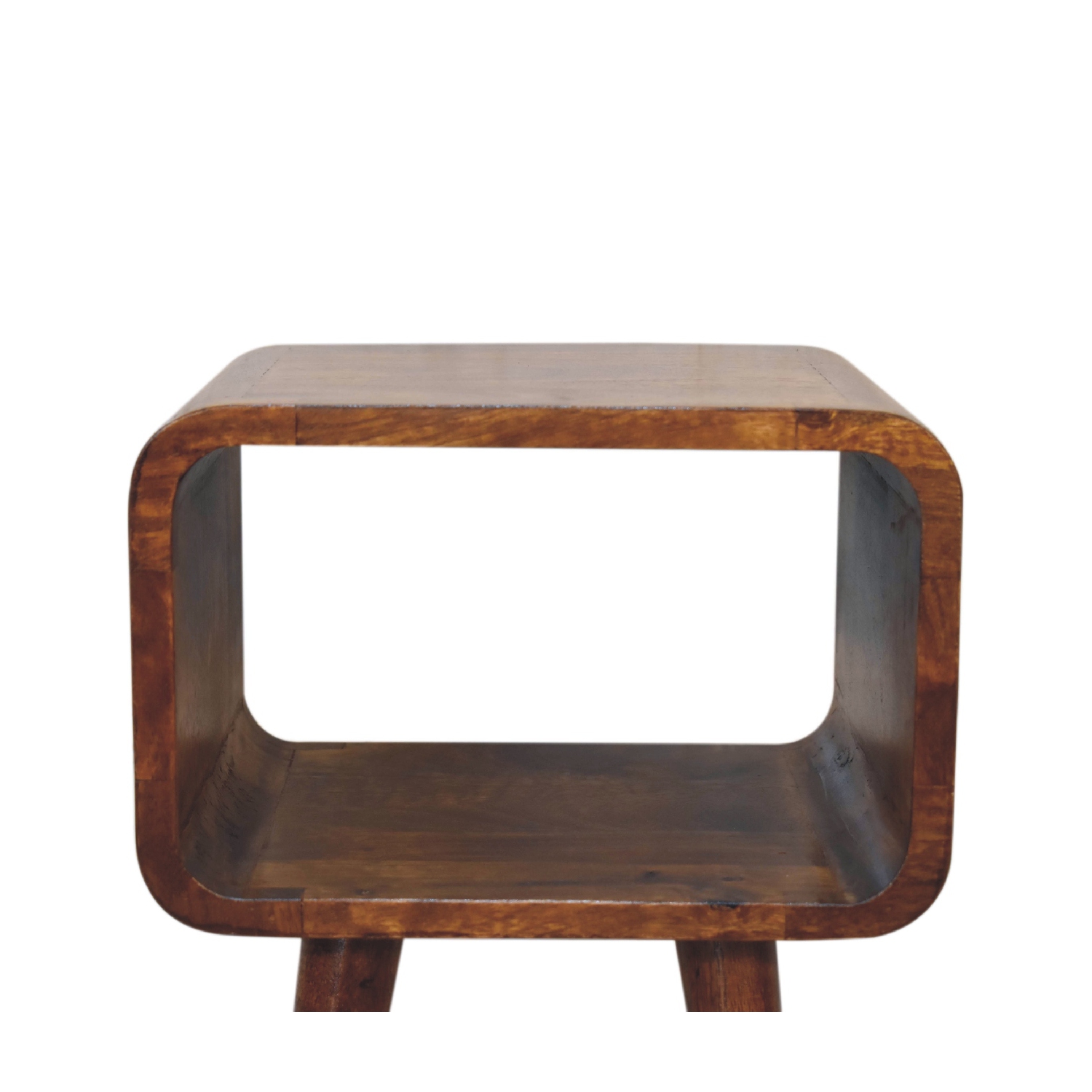 Artisan Furniture Solid Wood Mini Curved Open Nightstand In Chestnut Finish