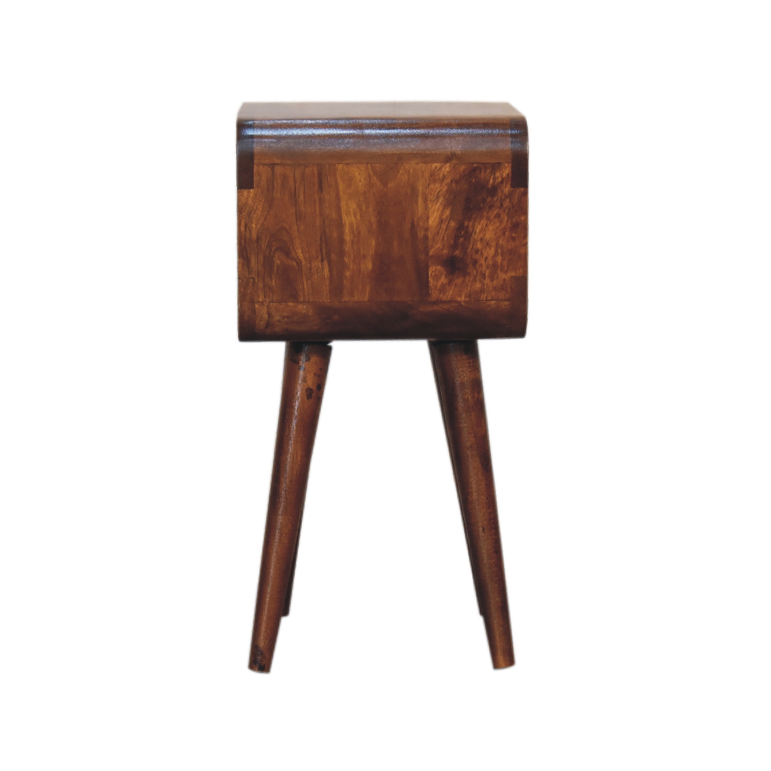 Artisan Furniture Solid Wood Mini Curved Open Nightstand In Chestnut Finish