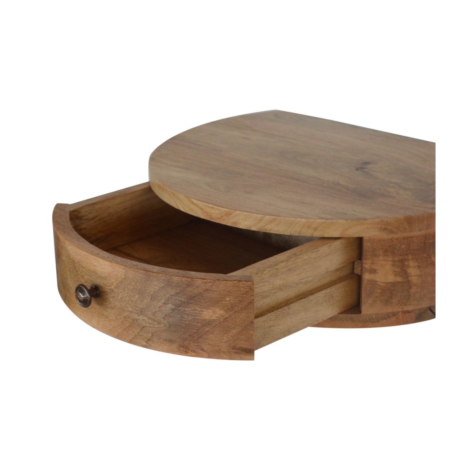 Artisan Furniture Solid Wood Wall Mounted Rounded Nightstand In Oak-ish Finish