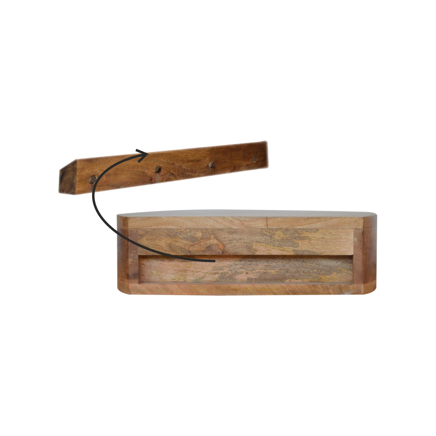 Artisan Furniture Solid Wood Wall Mounted Rounded Nightstand In Oak-ish Finish