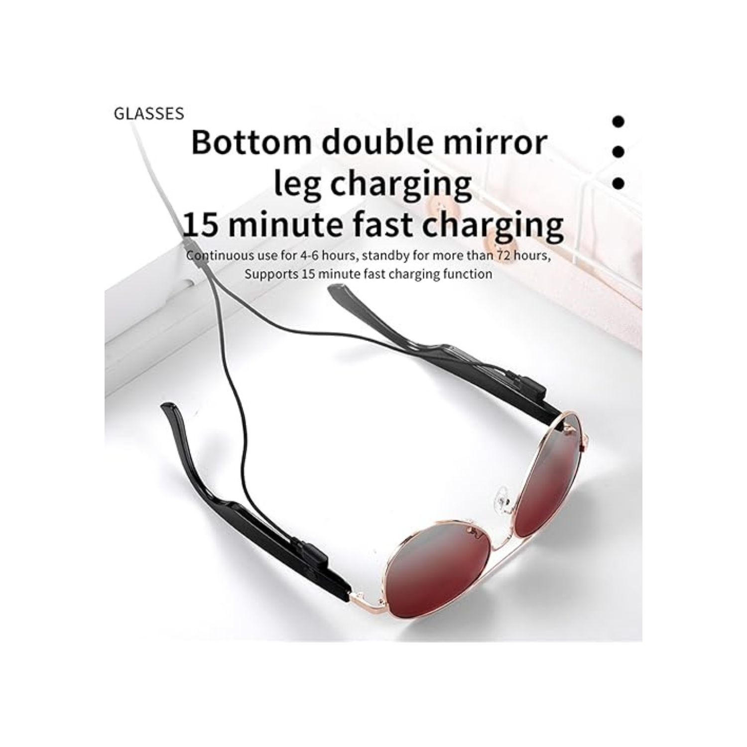 Smart Bluetooth Audio Sunglasses with Fast Charging