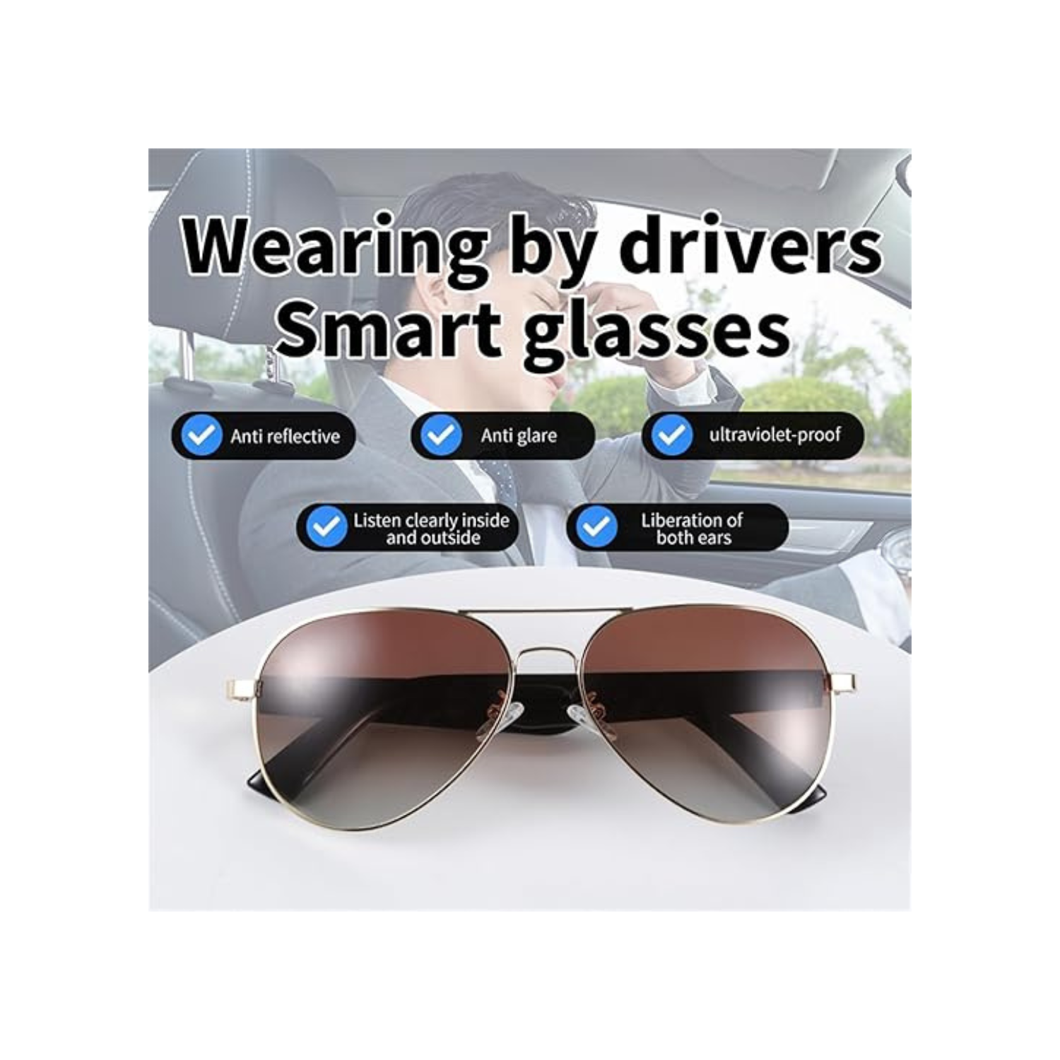 Smart Bluetooth Audio Sunglasses with Fast Charging