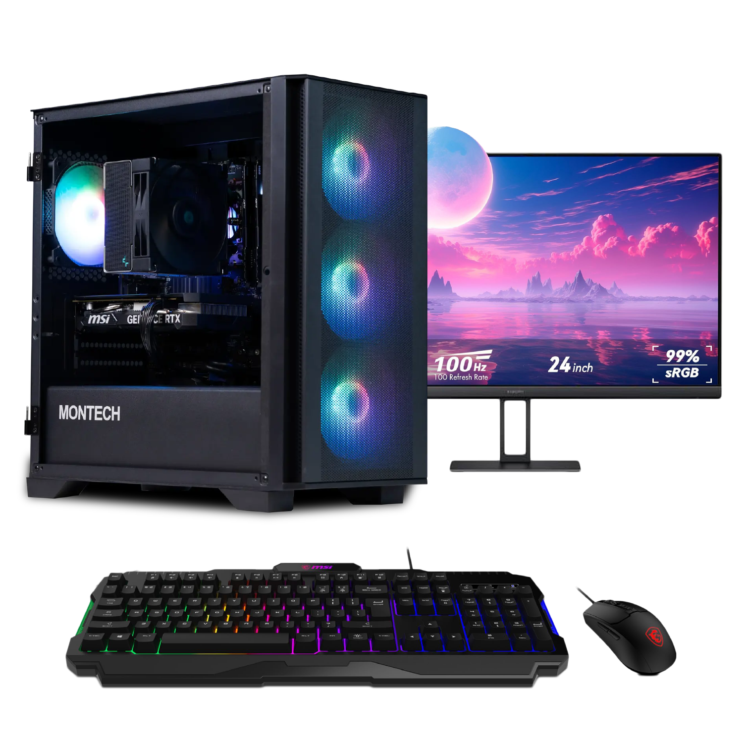 Quoted Tech Clarity Gaming Custom PC - Black - EX (Ryzen 7 5700, RTX 4060, 1TB SSD, 32GB RAM, Windows 11, AI Ready), 24" XiaoMi 1080P Gaming Monitor, MSI Mouse and Keyboard