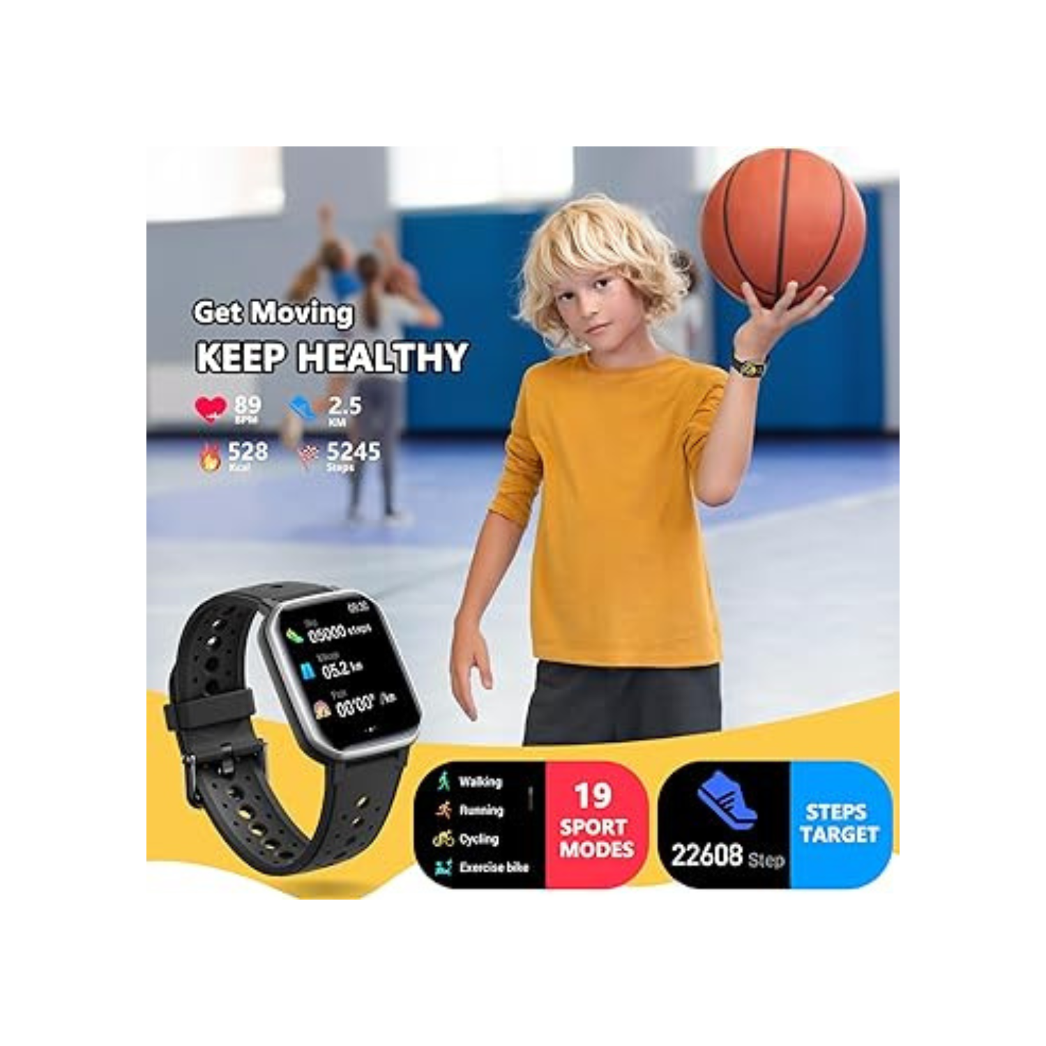 Smart Watch for Kids Teens, Fitness Tracker Boy Girls Watch with 19 Sport Modes, Pedometer, Sleep Monitor, Kids Watch Birthday Gifts Toy Gift for