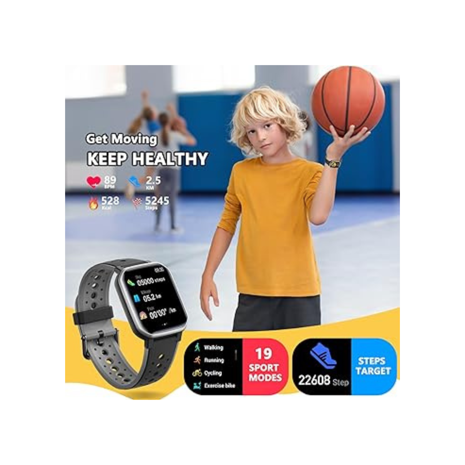 Smart Watch for Kids Teens, Fitness Tracker Boy Girls Watch with 19 Sport Modes, Pedometer, Sleep Monitor, Kids Watch Birthday Gifts Toy Gift for