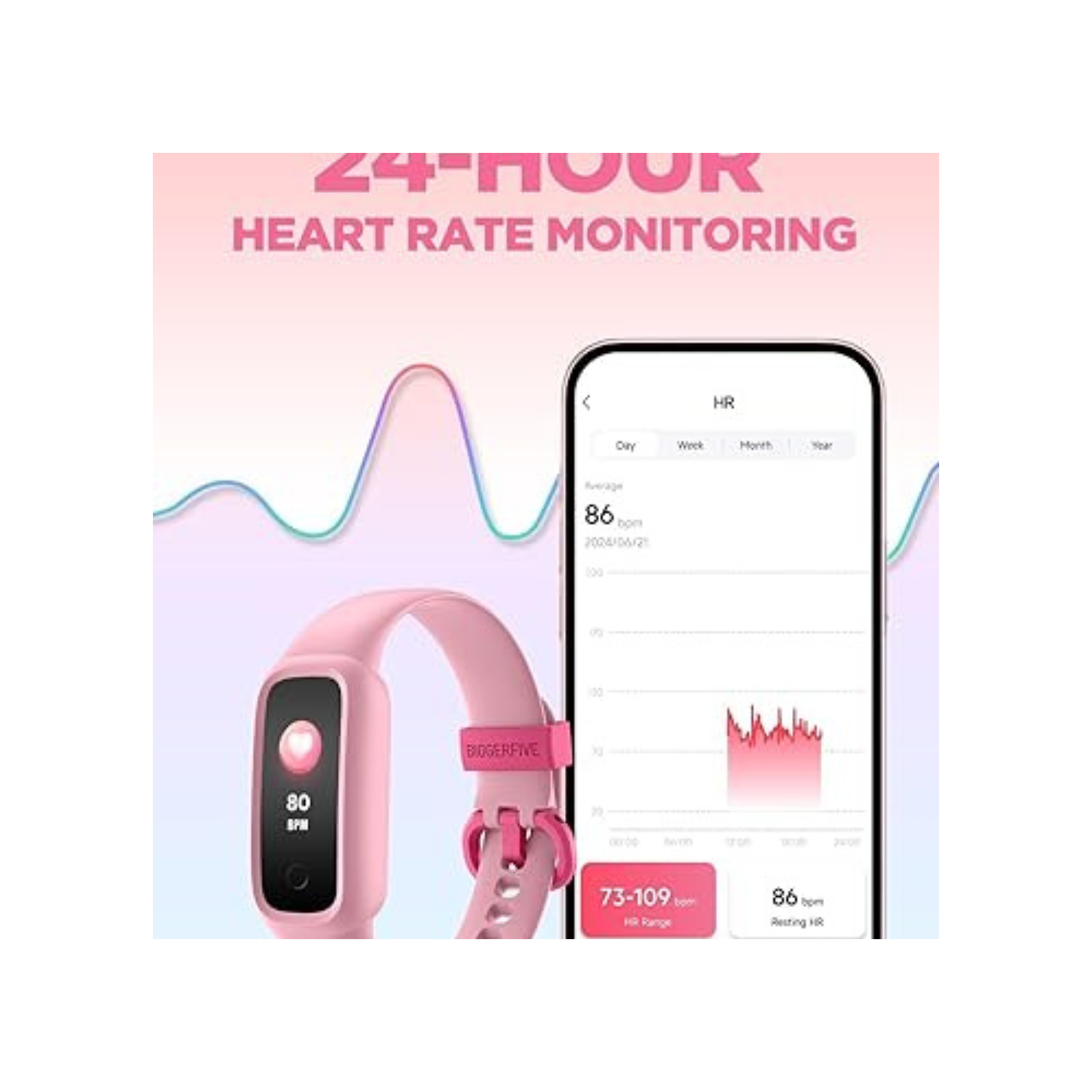 BIGGERFIVE Vigor 2 L Kids Fitness Tracker Watch for Boys Girls Ages 5-15, Activity Tracker, Heart Rate Sleep Monitor, IP68 Waterproof, Pedometer,