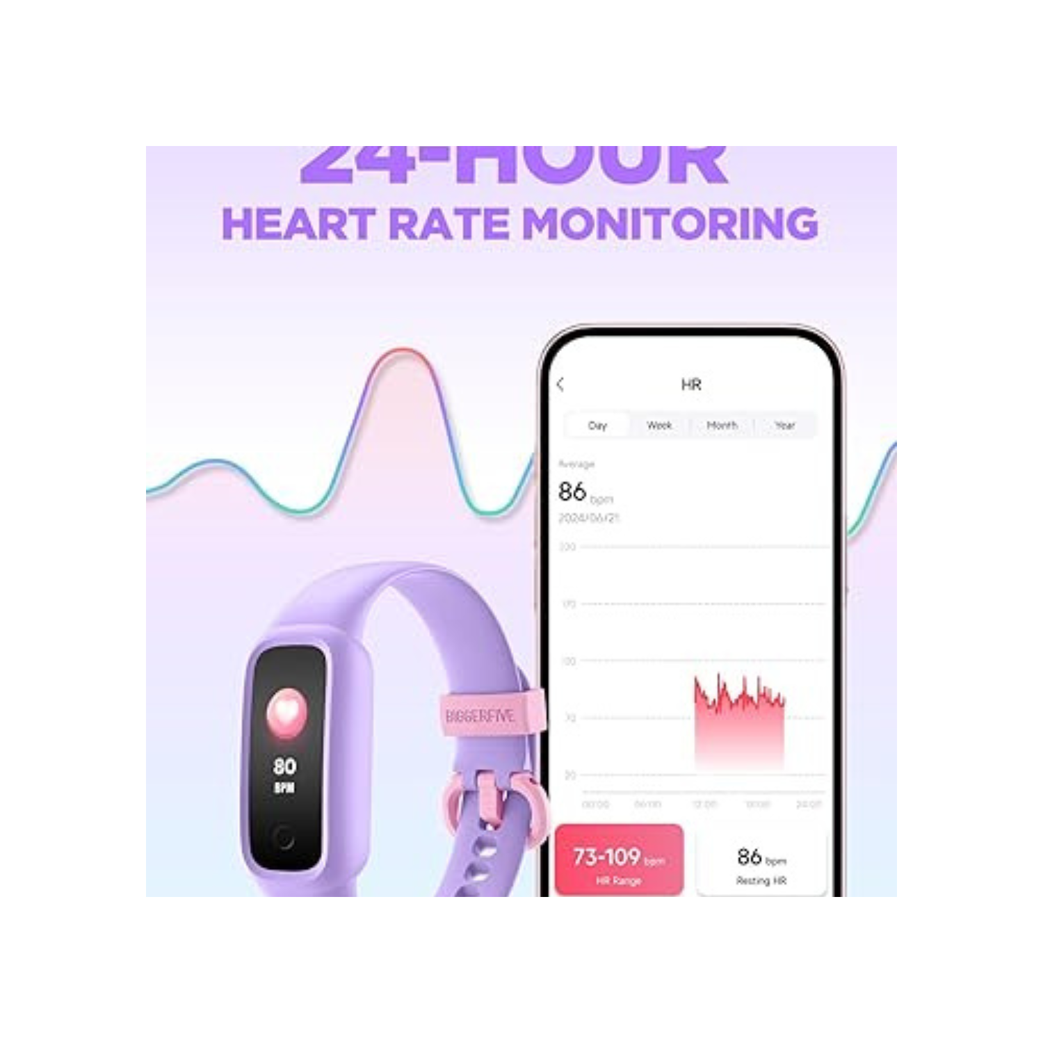 BIGGERFIVE Vigor 2 L Kids Fitness Tracker Watch for Boys Girls Ages 5-15, Activity Tracker, Heart Rate Sleep Monitor, IP68 Waterproof, Pedometer,