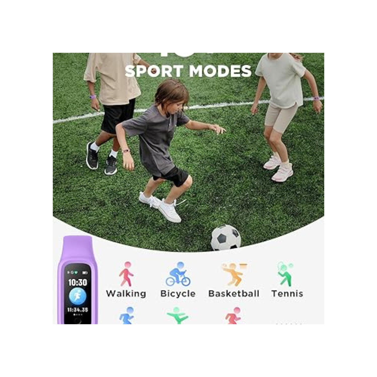 BIGGERFIVE Vigor 2 L Kids Fitness Tracker Watch for Boys Girls Ages 5-15, Activity Tracker, Heart Rate Sleep Monitor, IP68 Waterproof, Pedometer,