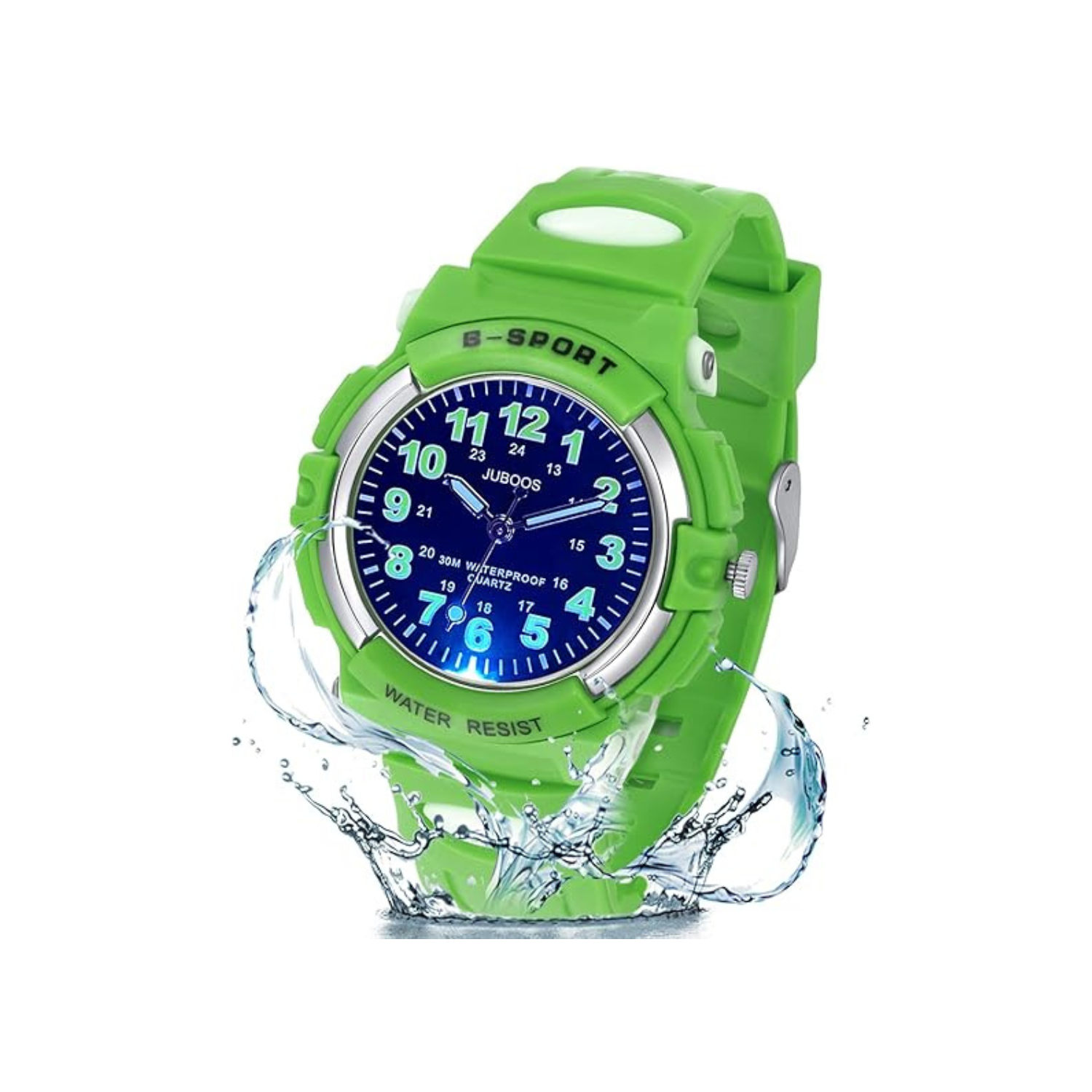 Juboos Kids Watch Analog with 7 Colorful Night Lights Boys Girls Waterproof Soft Strap Kids Time Teaching Quartz Wristwatch for Ages 5-18, Kids Gifts
