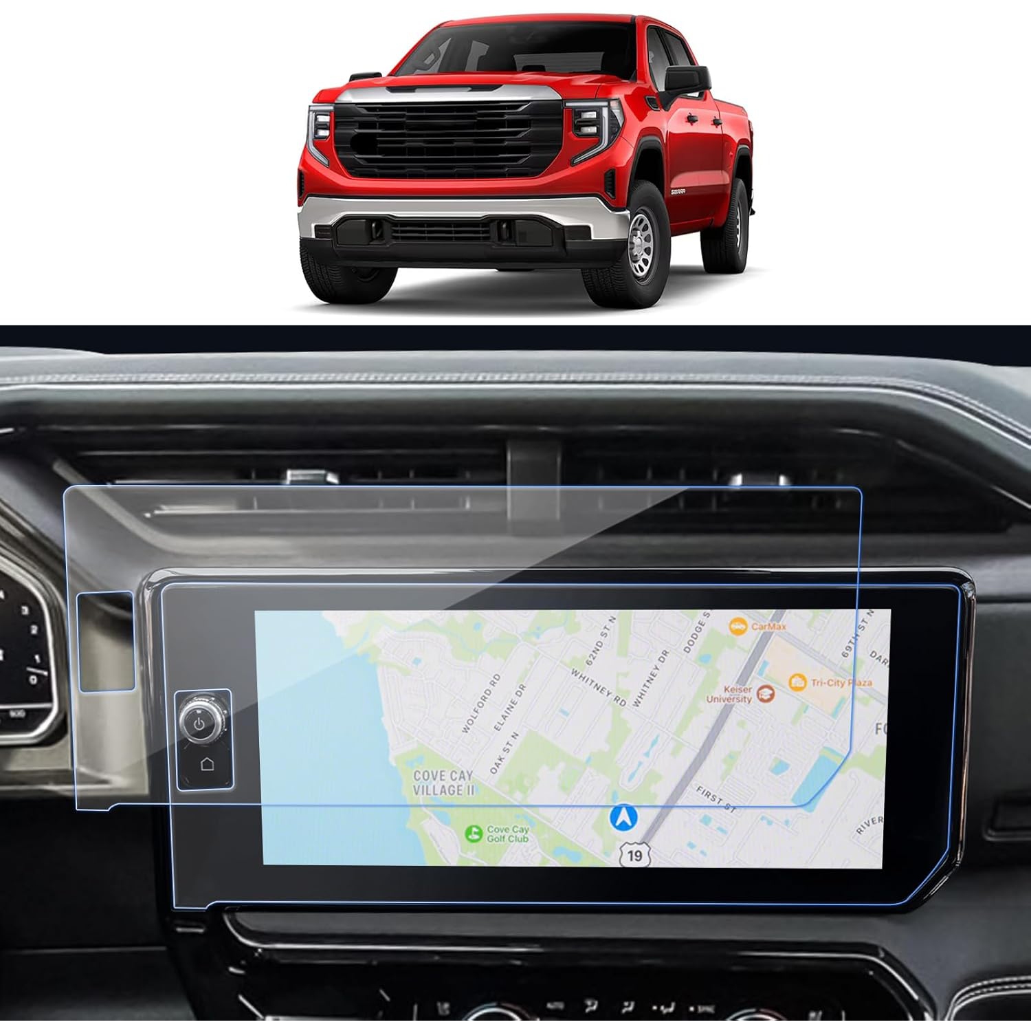 2PCS Sierra 1500 Nano Screen Protector for 2022-2024 Sierra 1500&2024 GMC Sierra 2500HD/3500HD (AT4, AT4X,