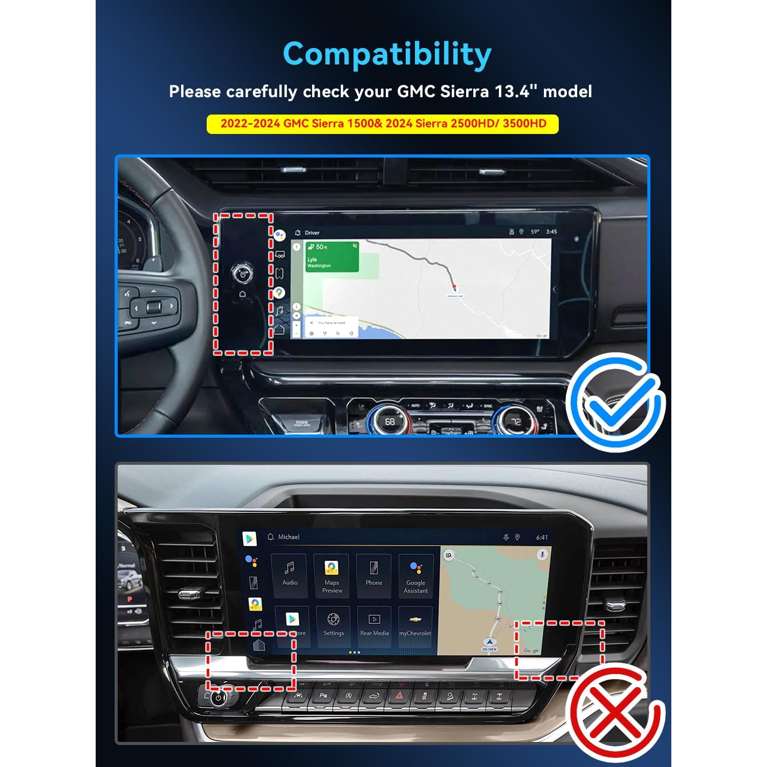 2PCS Sierra 1500 Nano Screen Protector for 2022-2024 Sierra 1500&2024 GMC Sierra 2500HD/3500HD (AT4, AT4X,