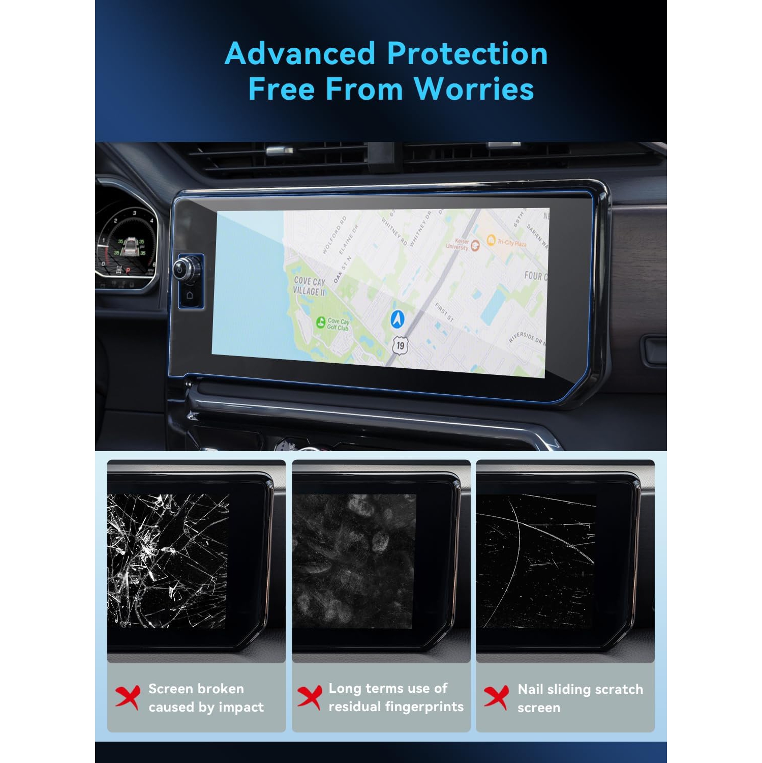 2PCS Sierra 1500 Nano Screen Protector for 2022-2024 Sierra 1500&2024 GMC Sierra 2500HD/3500HD (AT4, AT4X,