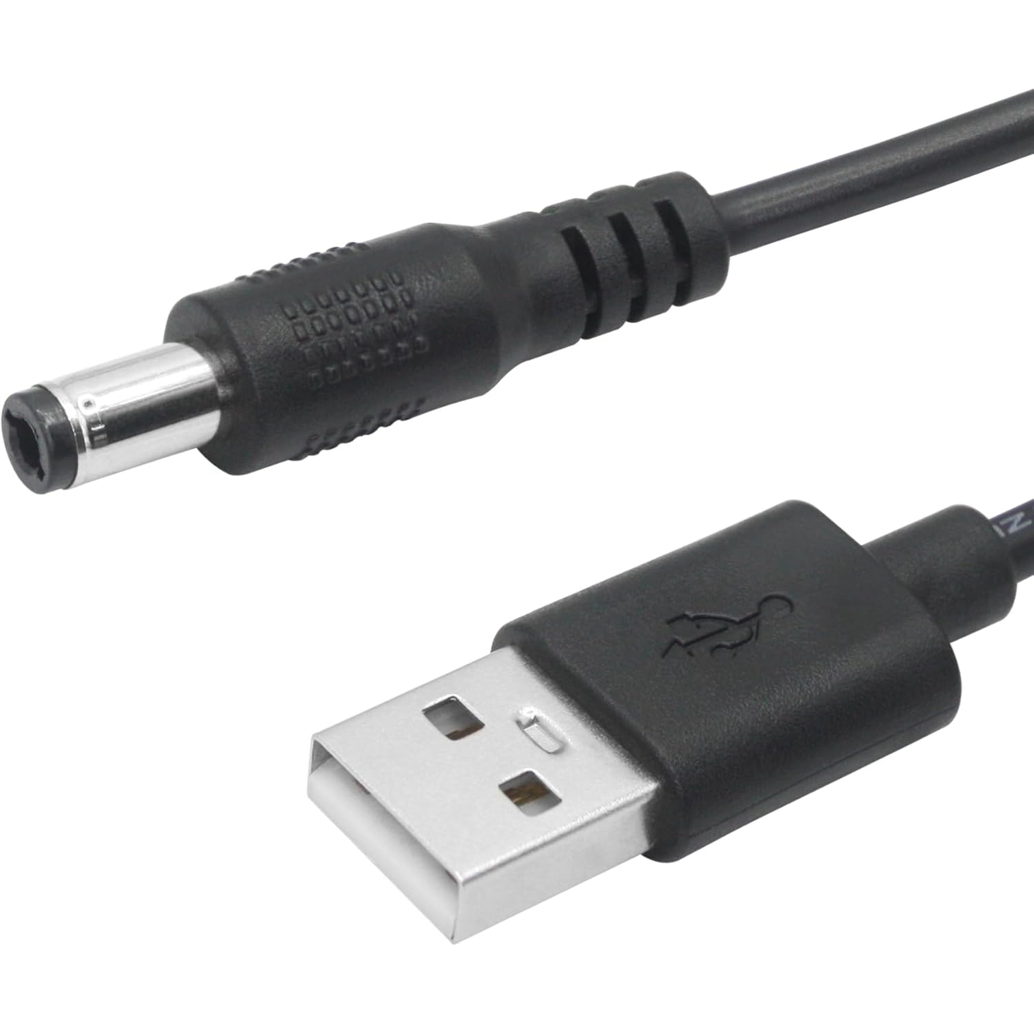 2 câble d'alimentation USB à DC 5,5 mm x 2,5 mm de 3 pi, USB 2,0 A mâle à DC 5,5 mm x fiche mâle 2,5 mm câble d'alimentation
