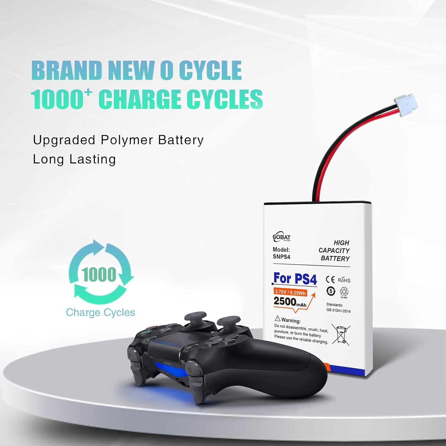 2pcs PS4 Controller y,2500mAh High Capacity,Compatible for PS4 Pro Slim Controller 2016 CUH-ZCT2