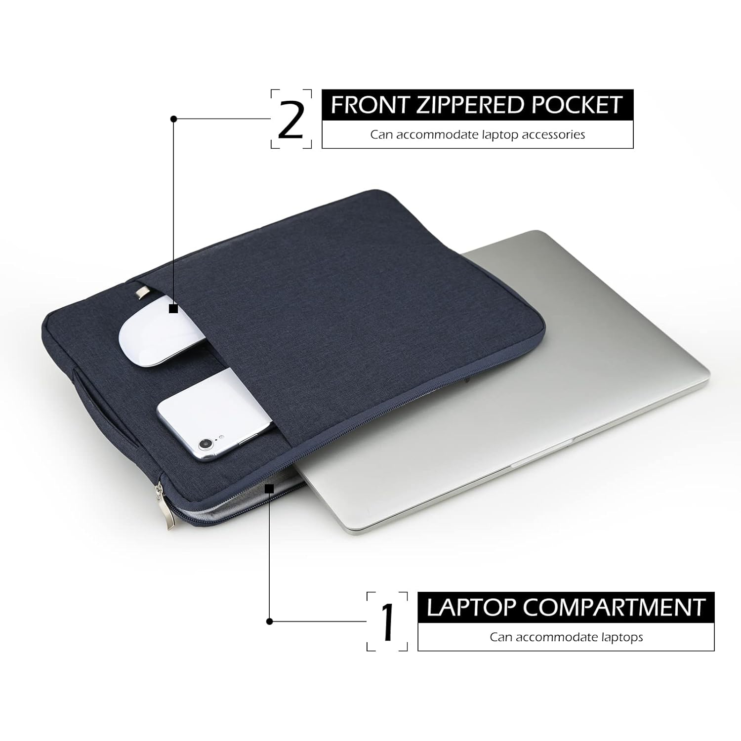 Housse pour ordinateur portatif de 16&nbsp;po AYoung, étui de transport résistant à l'eau, pochette avant, poignée rétractable