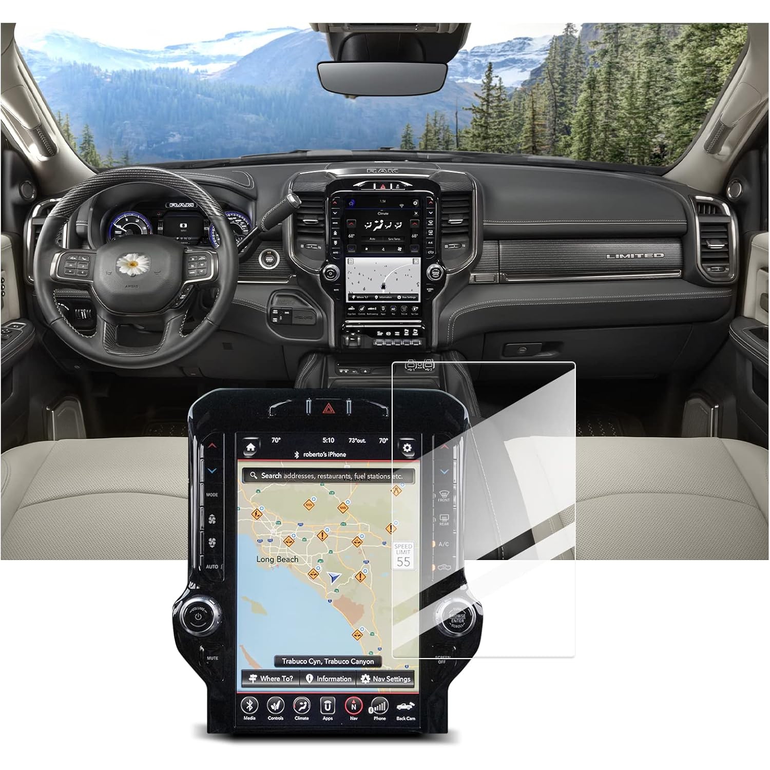 2023 2022 Ram 1500 Screen Protector for 2019-2021 2022 2023 Ram 1500 2500 3500 Uconnect 12-inch GPS Touch Screen