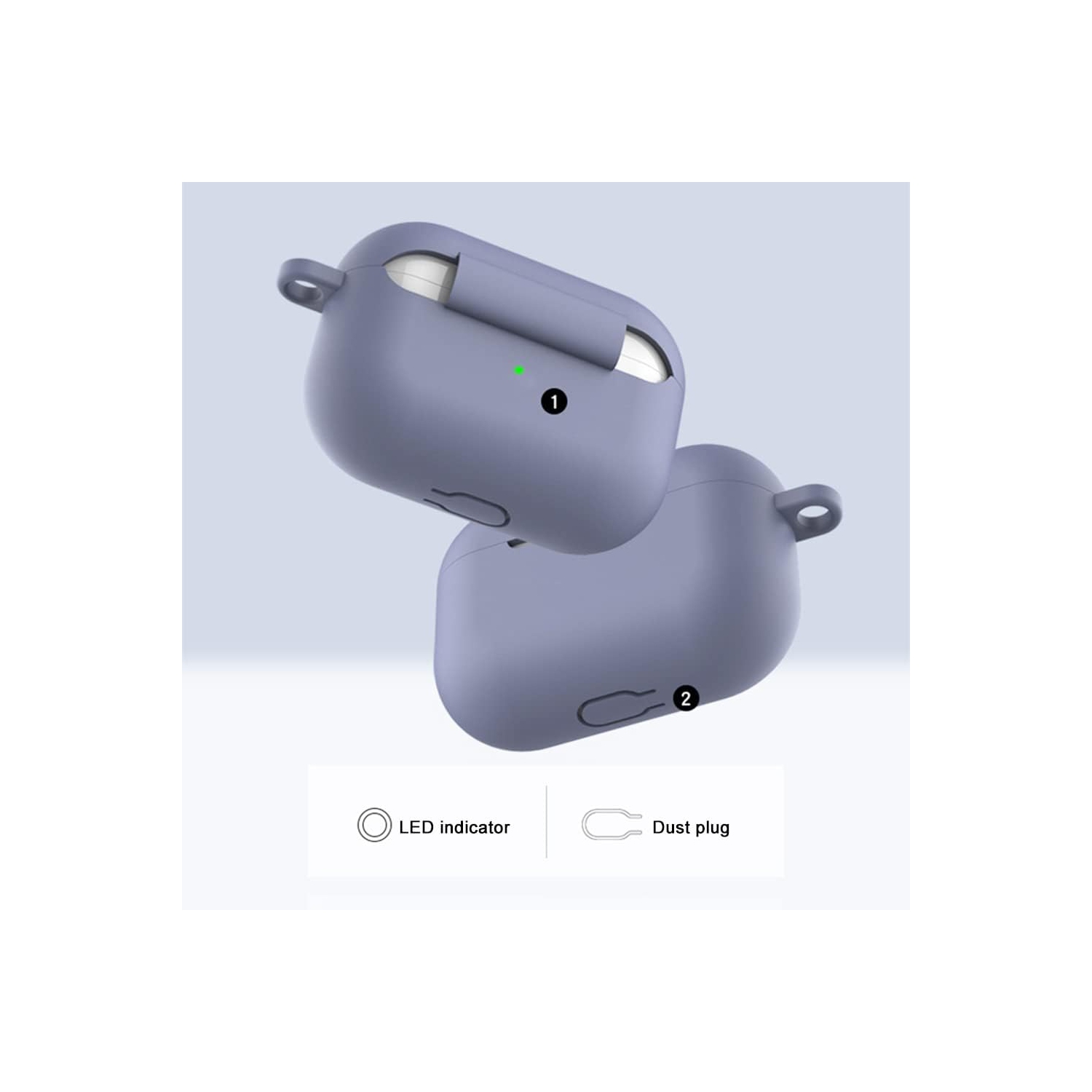 Silicone Case Cover for Airpods Pro with Carabiner,Protective Soft TPU Skin Case Waterproof Shockproof Cover