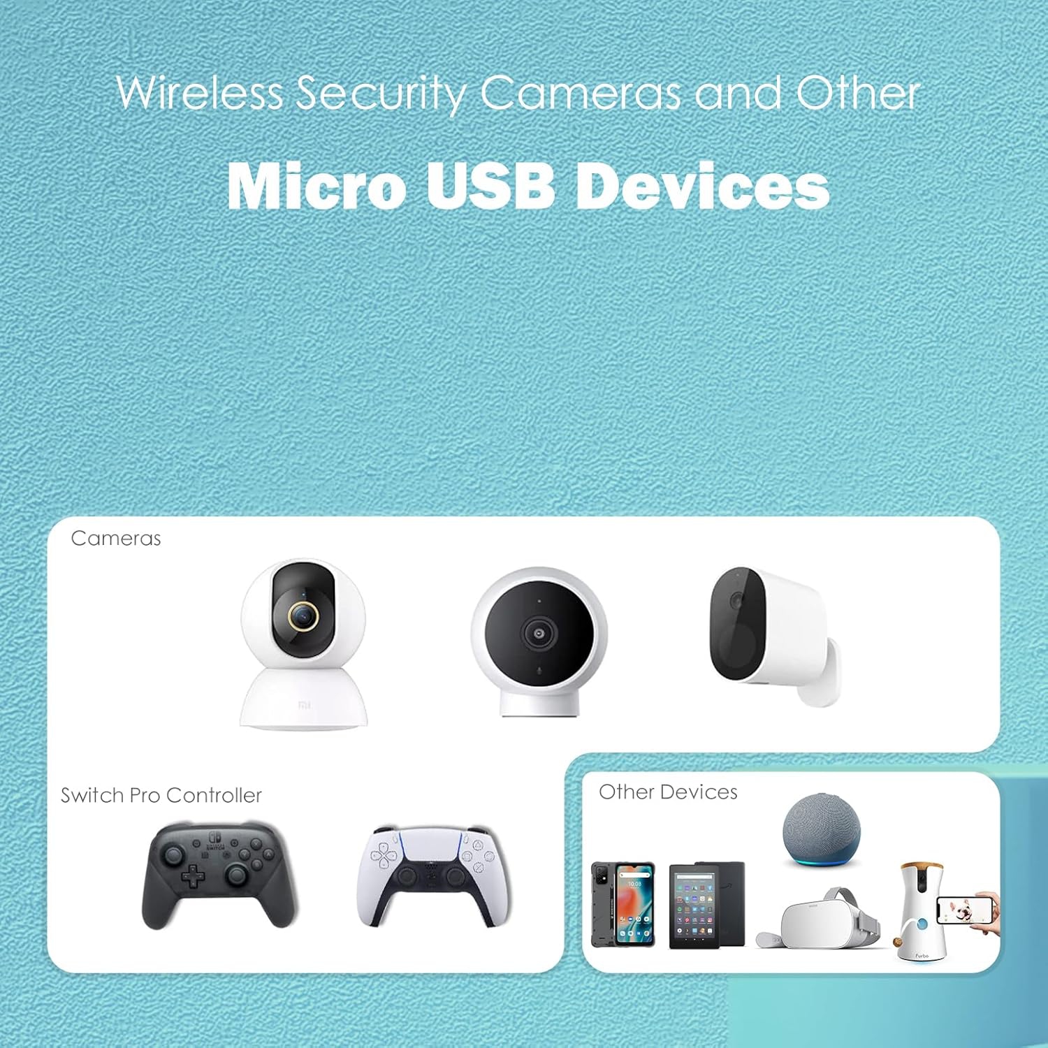 2 Pack 16.4ft 5M Power Extension Cable for Wyze Cam,YI Camera, Nest Cam, Blink, Netvue, Kasa Cam,USB to ro