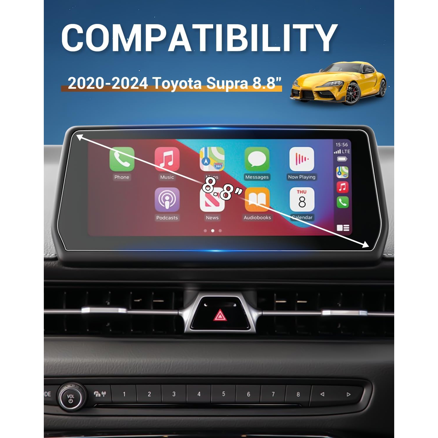 A90 Supra Screen Protector for 2020 2021 2022 2023 GR Supra A90 8.8 Inch Navigation Touch Screen, Compatible