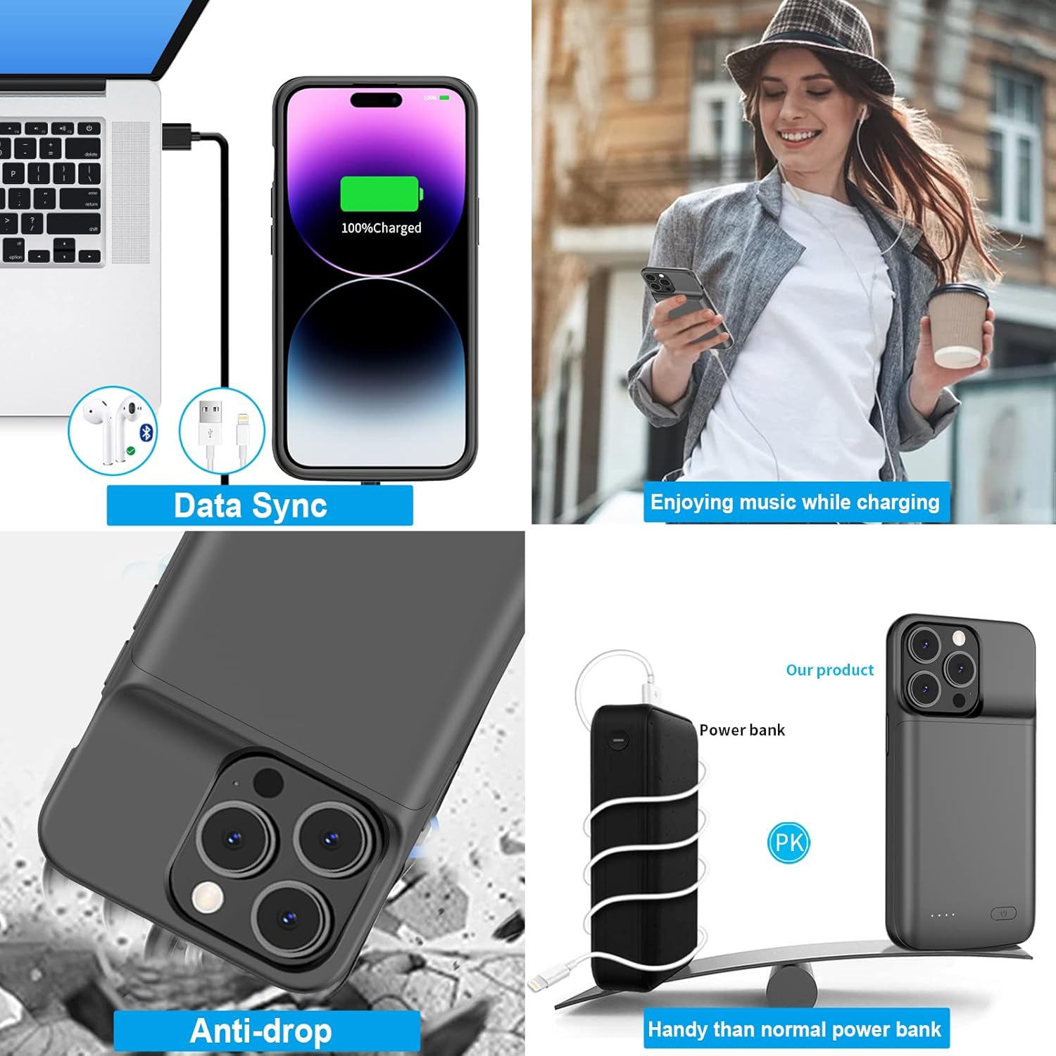 y Case for iPhone 14 Pro Max, 8500mAh Ultra-Slim Portable Charger Case Rechargeable y Pack Charging