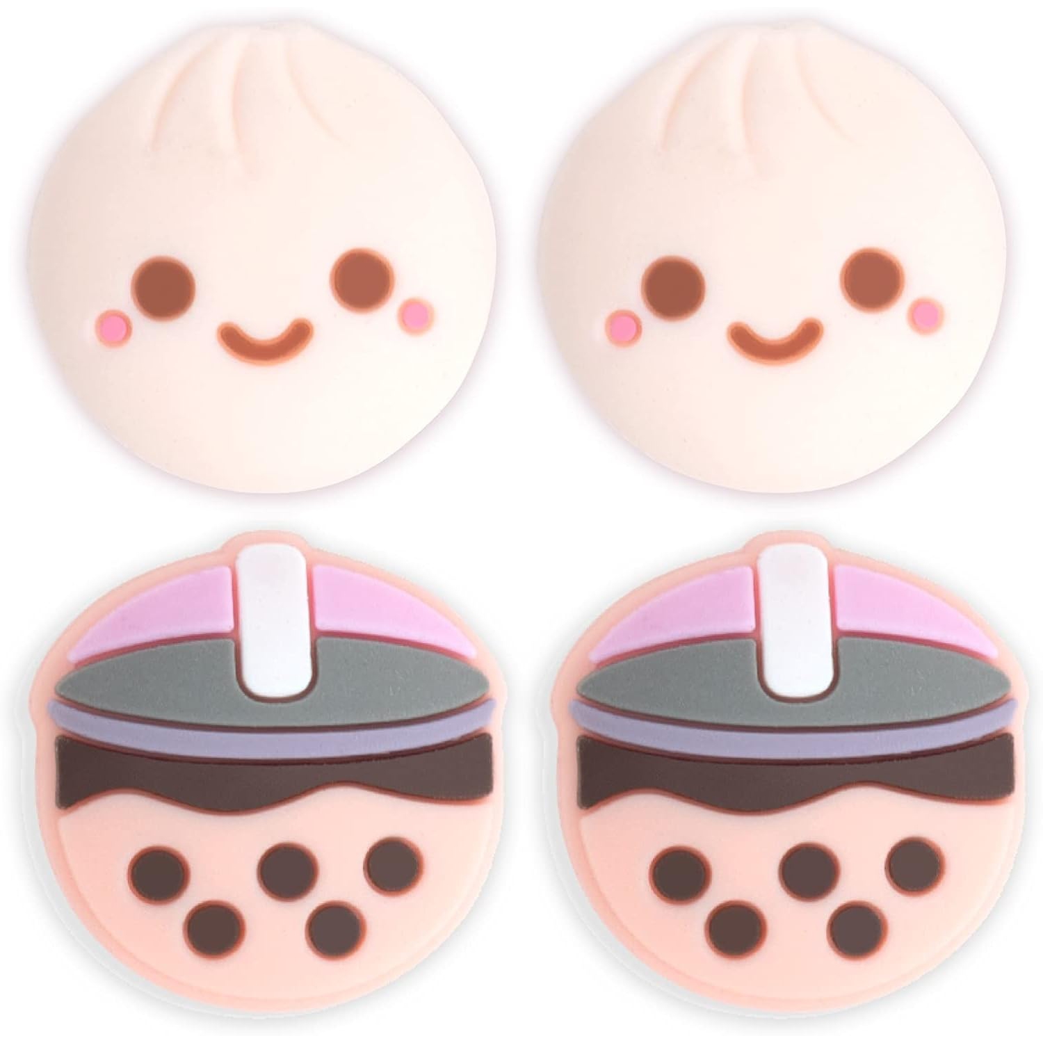 Capuchons antidérapants de Boba Dumpling | Thé mousseux pour le visage du petit pain de porc Cute Food | Couvercle de capuchon de manche à balai